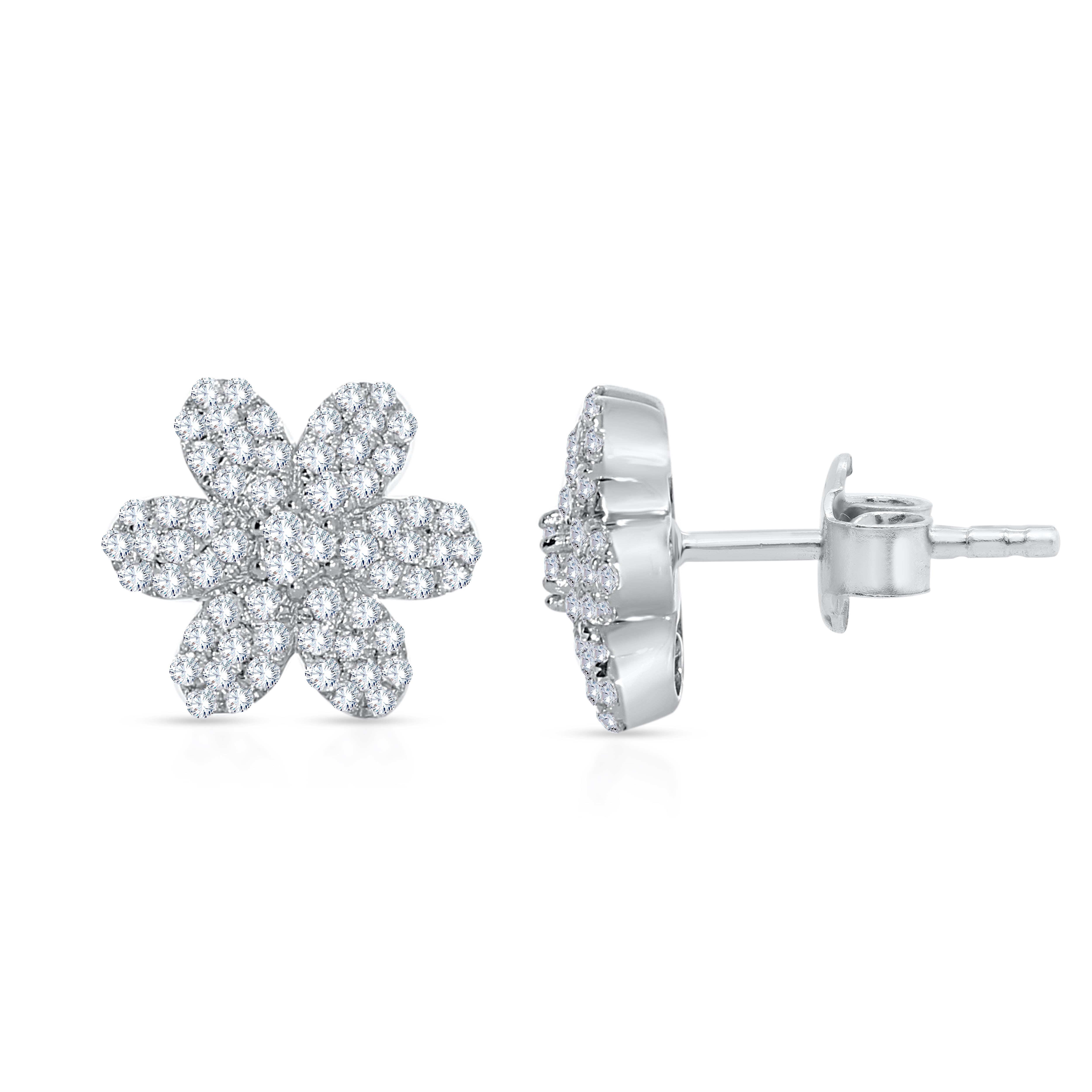 14K White Gold Lab-Grown Round Cut Diamond Earring, 0.38 CT, fine jewellery by Luster d'Anvers, Antwerp