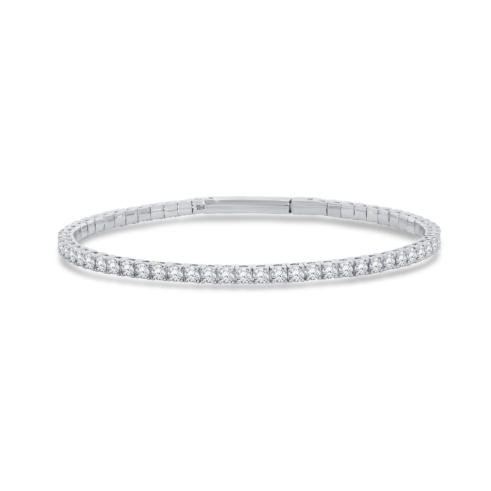 14K White Gold Lab-Grown Round Cut Diamond Tennis Bangle, 4.15 CT, fine jewellery by Luster d'Anvers, Antwerp