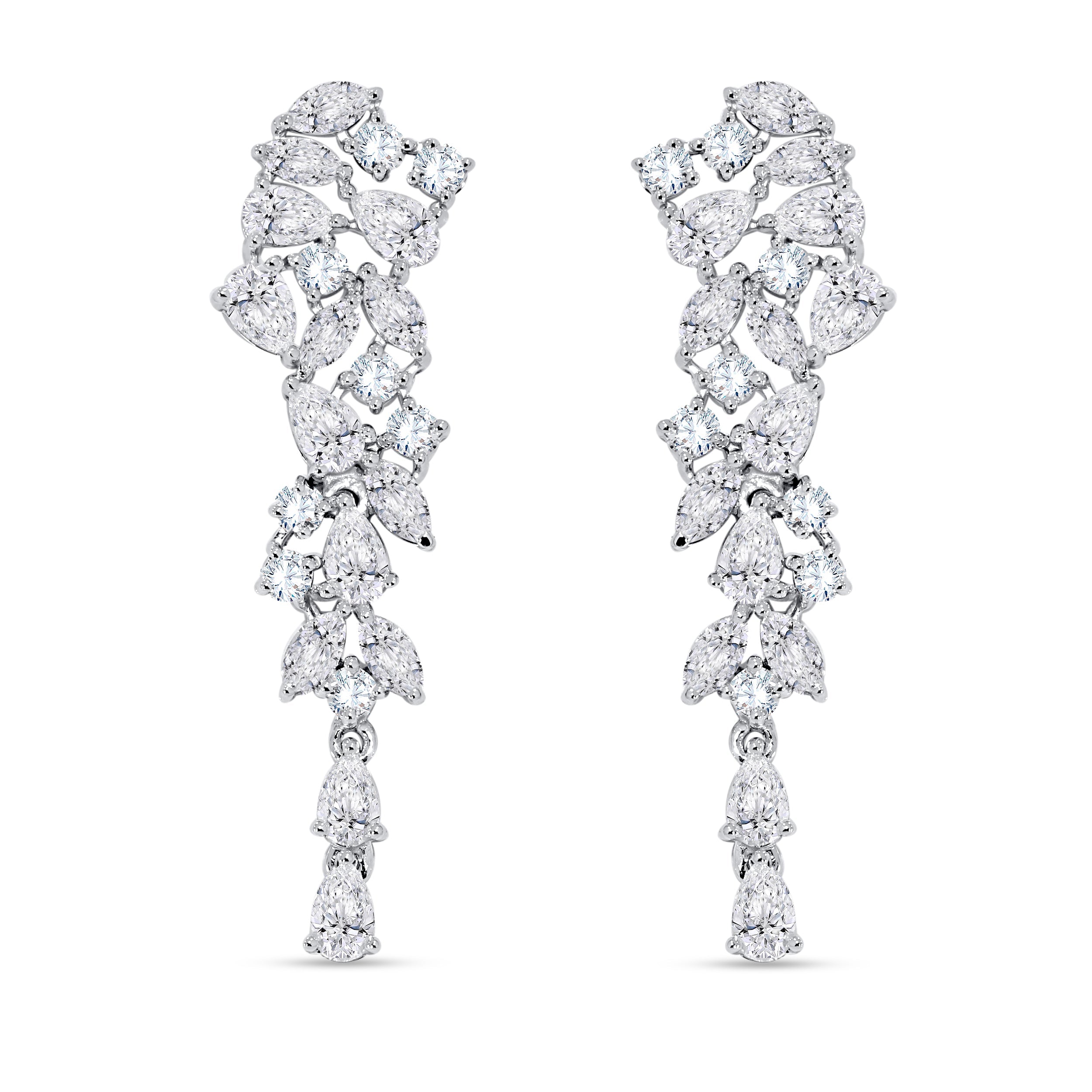 14K White Gold Multi-Shape Diamond Earring, 2.62 CT, fine jewellery by Luster d'Anvers, Antwerp