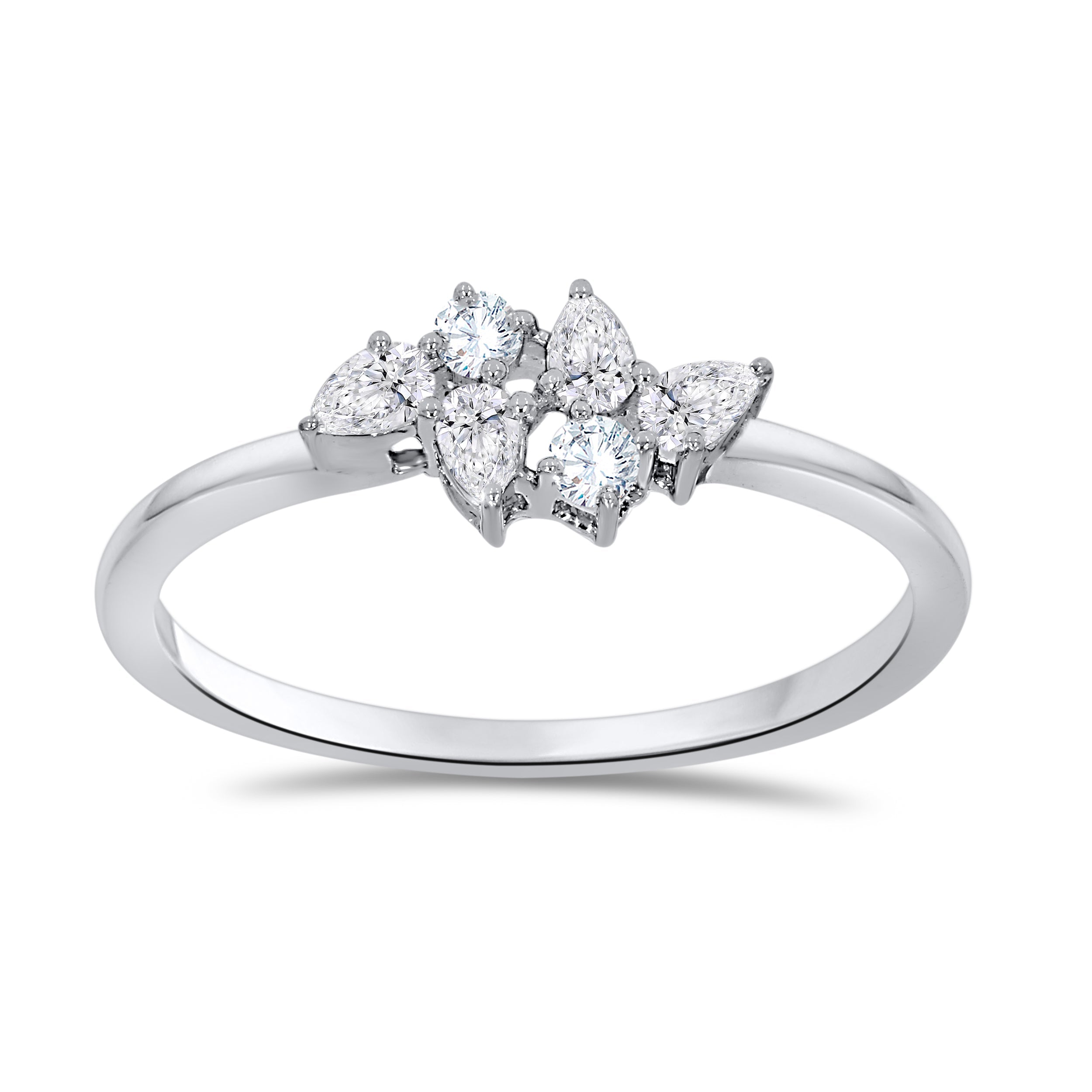 14K White Gold Multi-Shape Diamond Ring, 0.27 CT, fine jewellery by Luster d'Anvers, Antwerp