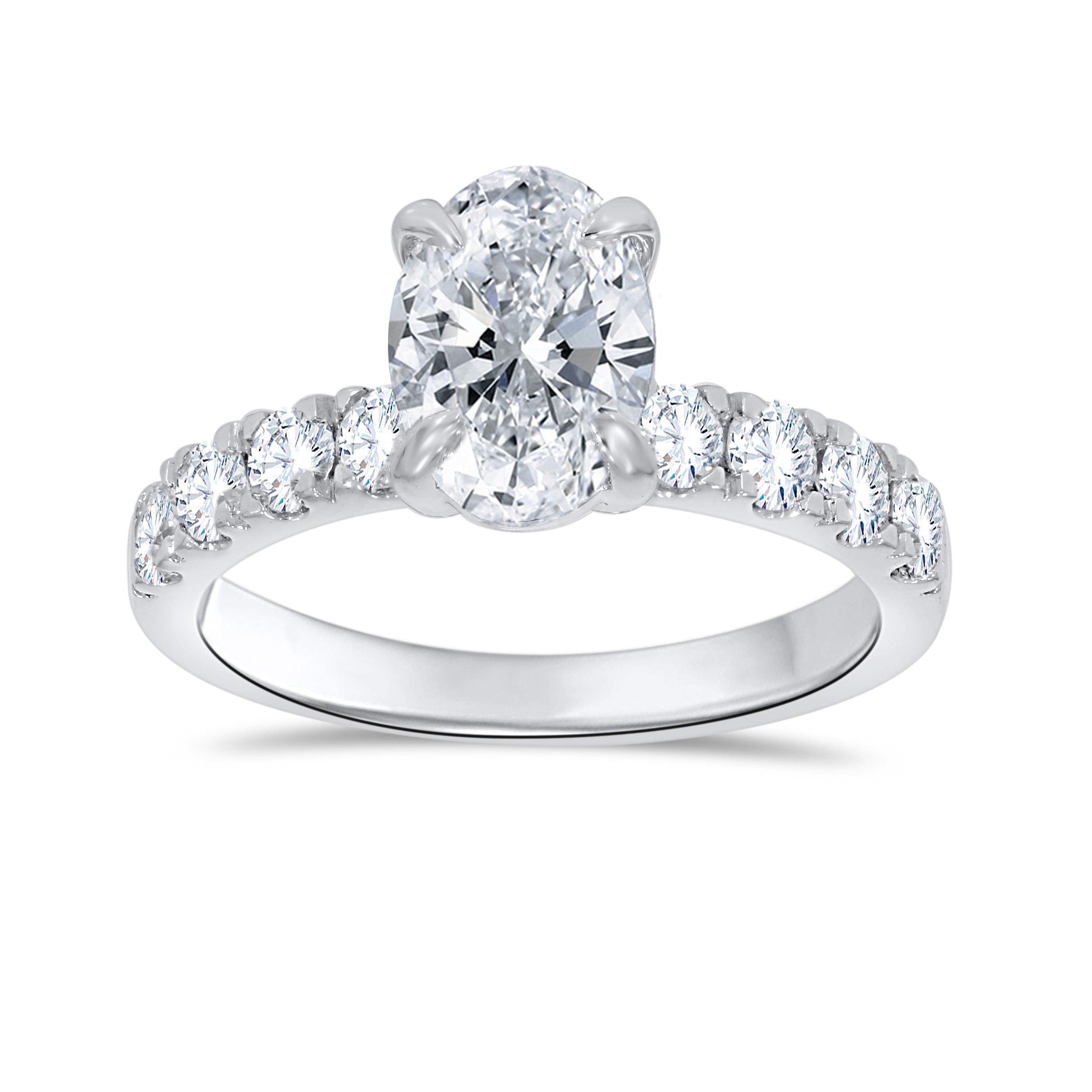 14K White Gold Oval Cut Diamond Ring, 2.19 CT, fine jewellery by Luster d'Anvers, Antwerp