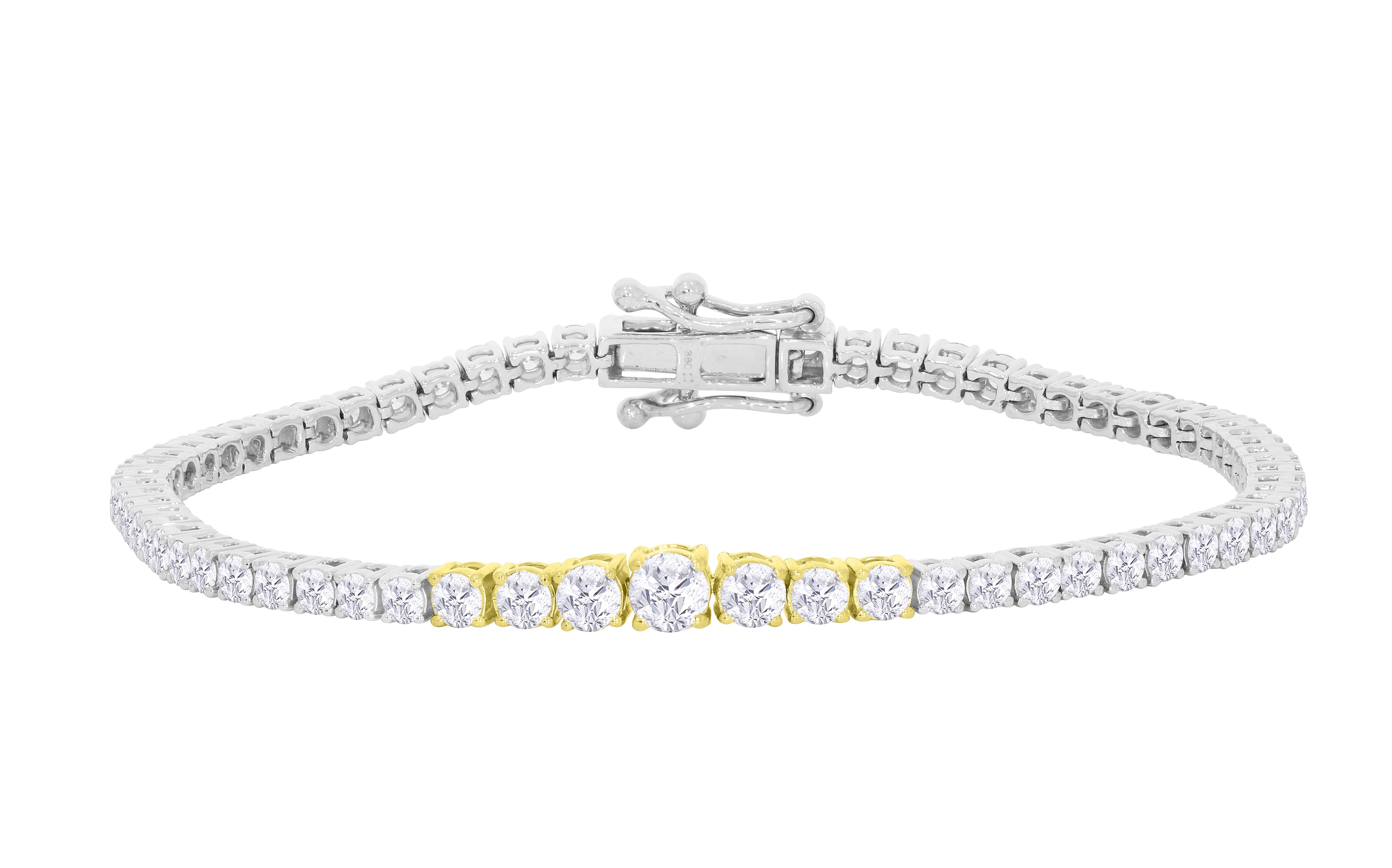 14K White Gold Round Cut Diamond Bracelet, 4.07 CT, fine jewellery by Luster d'Anvers, Antwerp