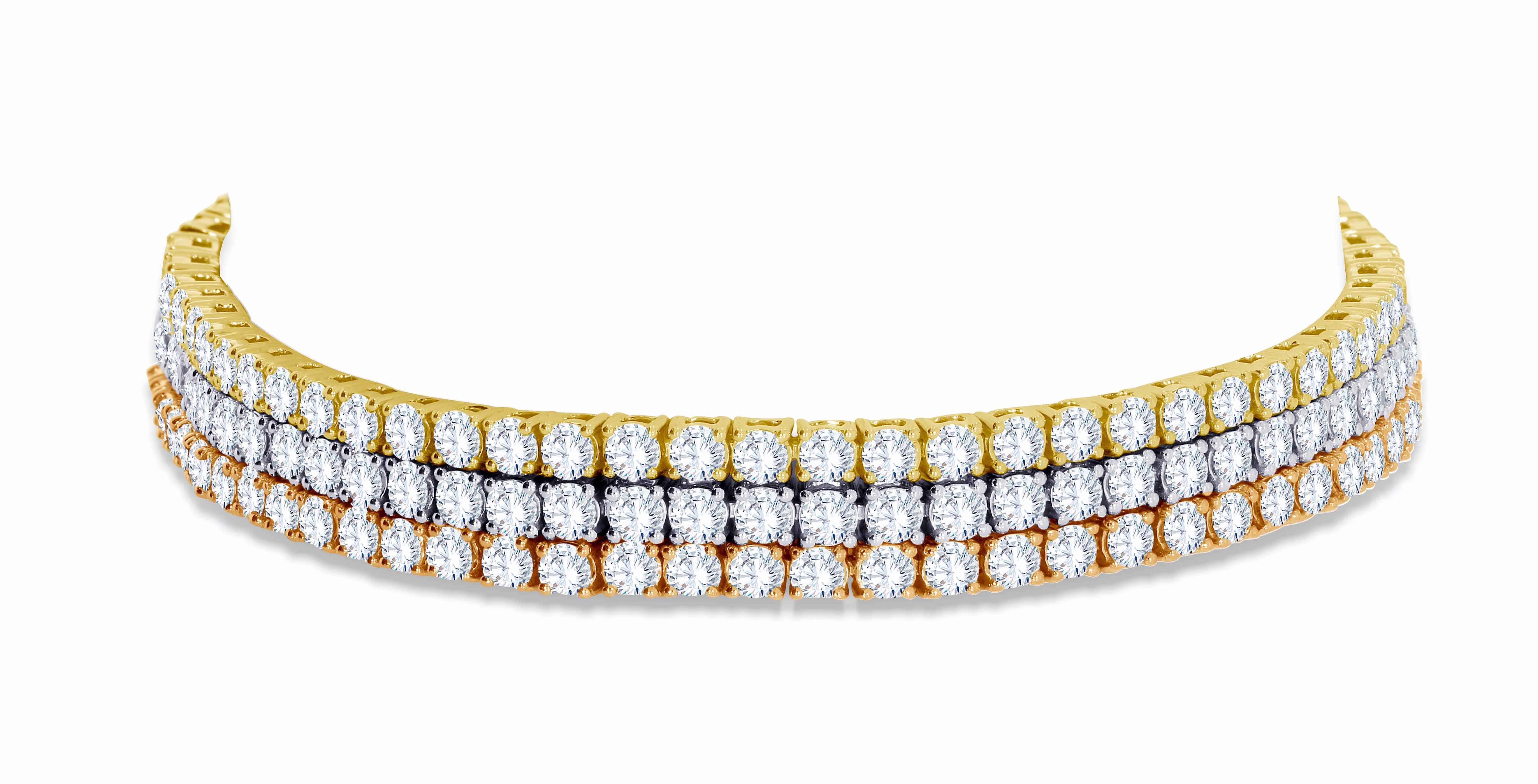 14K White Gold Round Cut Diamond Bracelet, 9.48 CT, fine jewellery by Luster d'Anvers, Antwerp