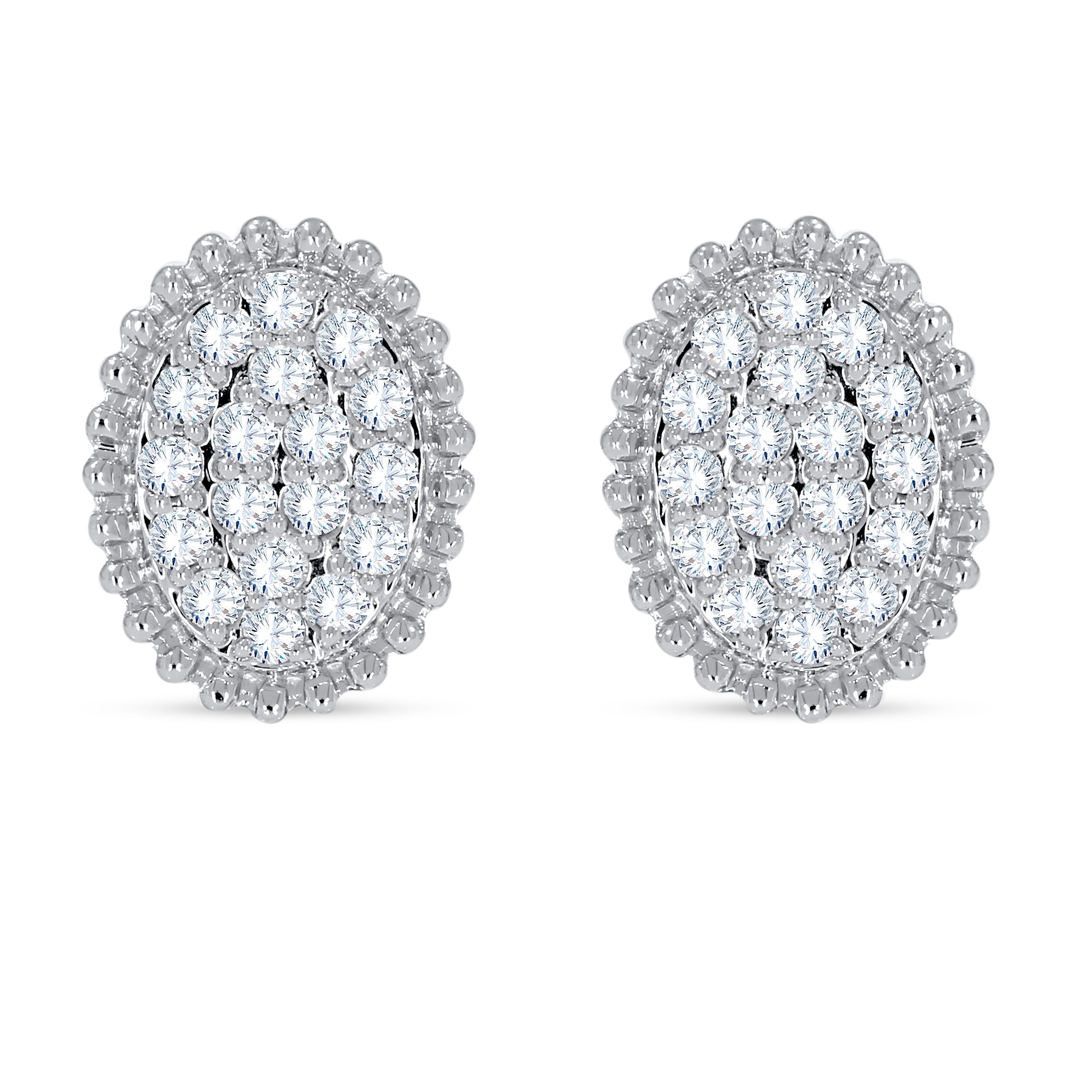 14K White Gold Round Cut Diamond Earring, 0.34 CT, fine jewellery by Luster d'Anvers, Antwerp
