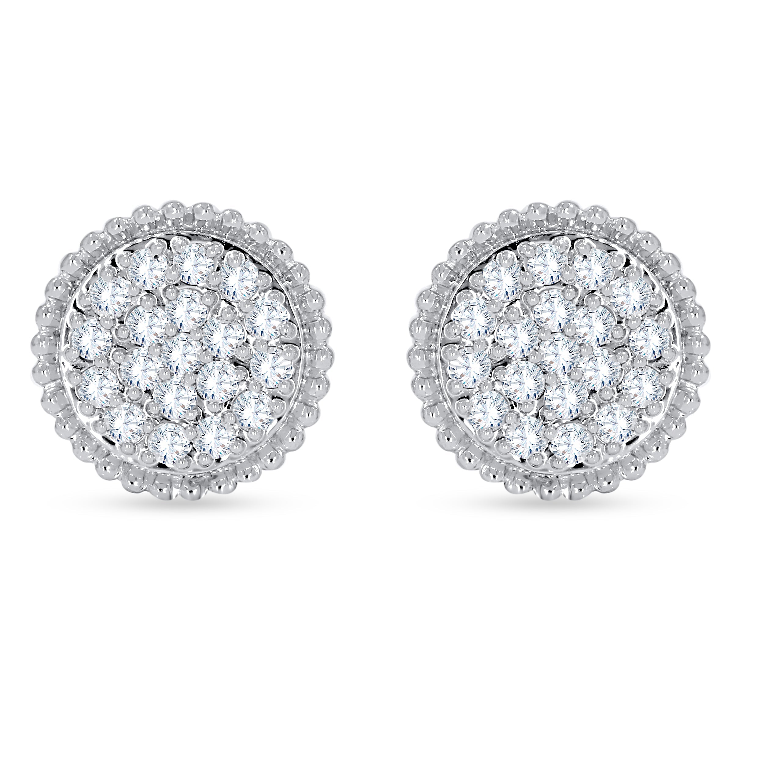 14K White Gold Round Cut Diamond Earring, 0.48 CT, fine jewellery by Luster d'Anvers, Antwerp