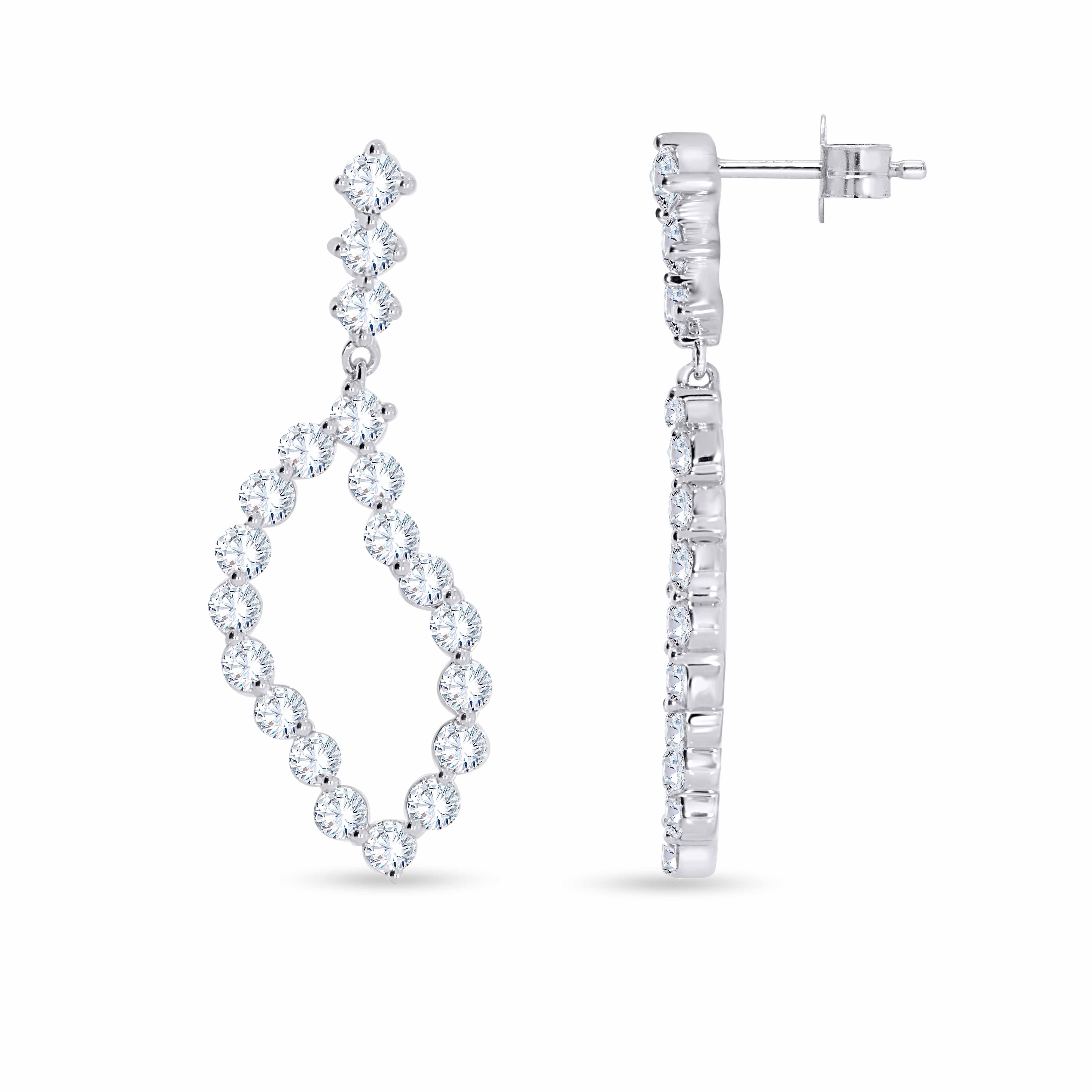 14K White Gold Round Cut Diamond Earring, 2.62 CT, fine jewellery by Luster d'Anvers, Antwerp