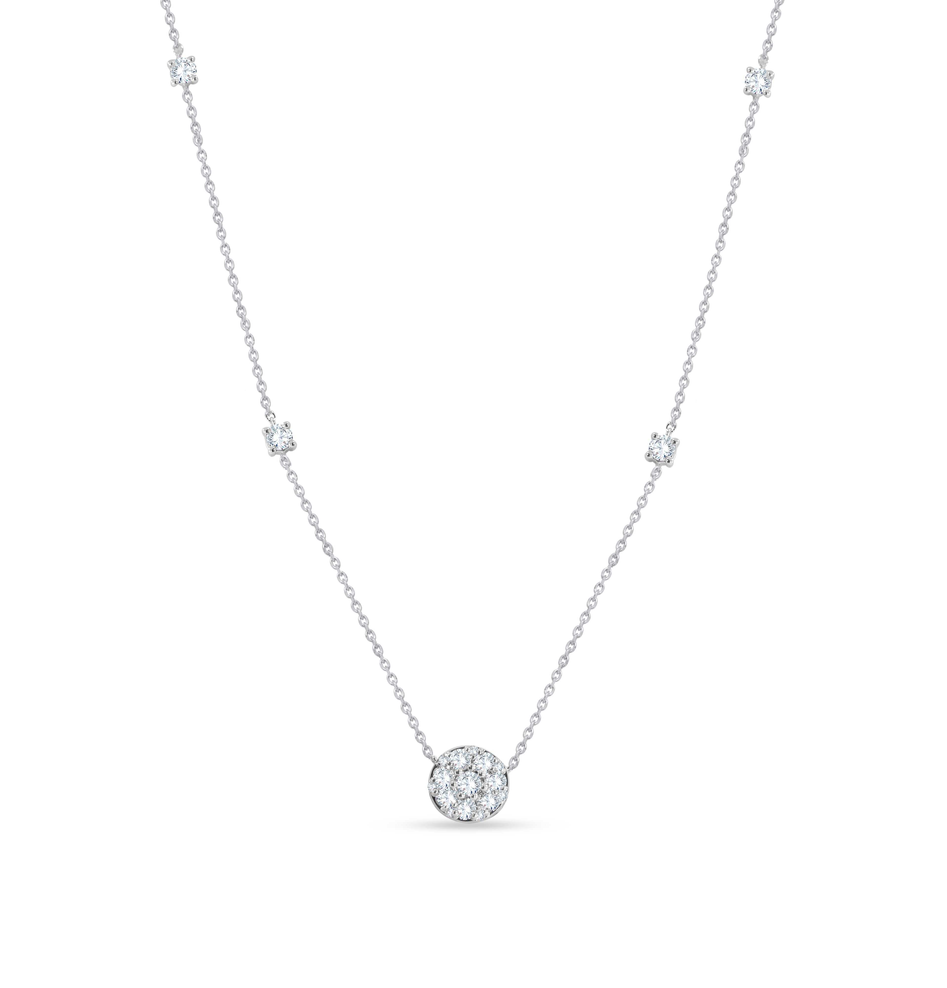 14K White Gold Round Cut Diamond Necklace, 1.20 CT, fine jewellery by Luster d'Anvers, Antwerp