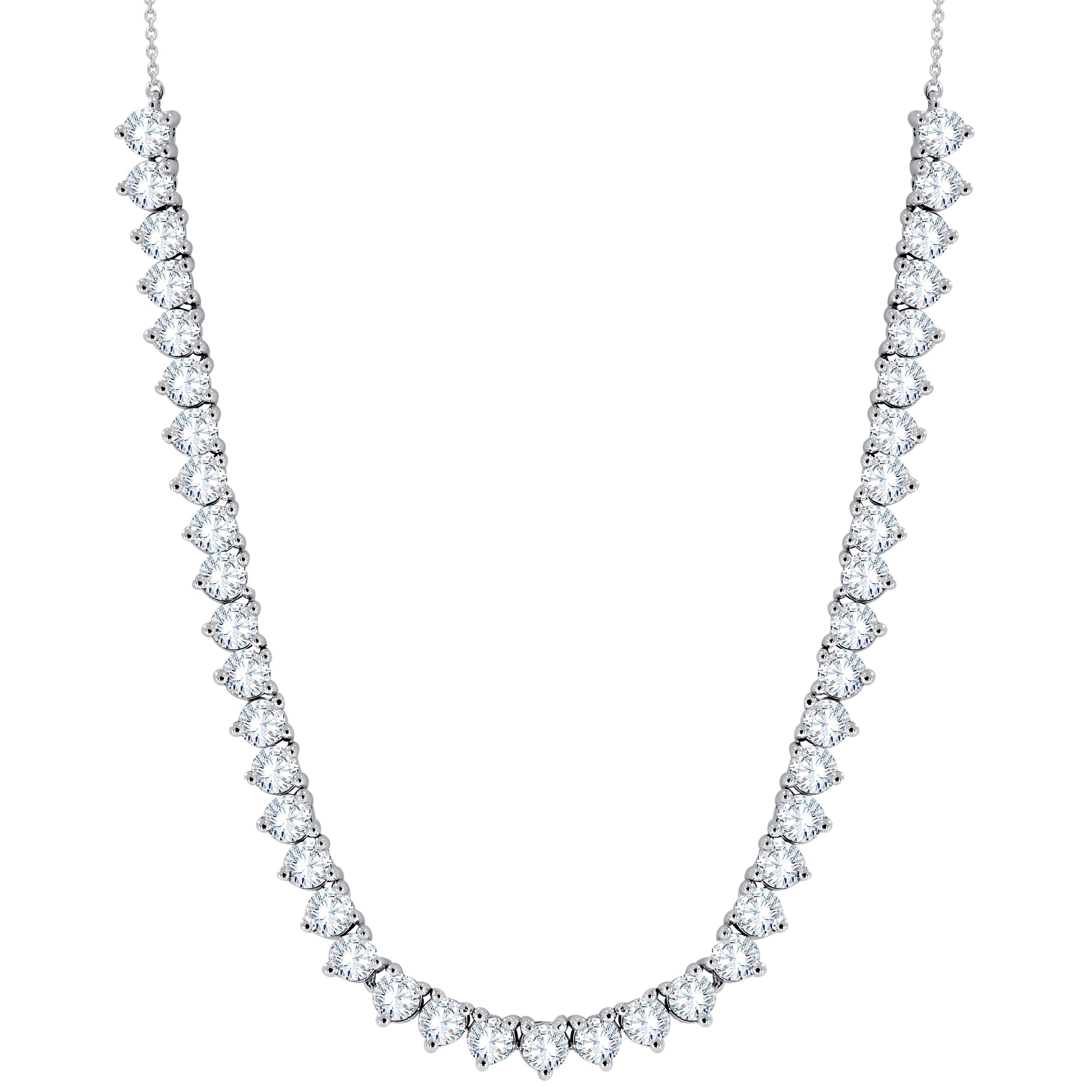 14K White Gold Round Cut Diamond Necklace, 5.80 CT, fine jewellery by Luster d'Anvers, Antwerp