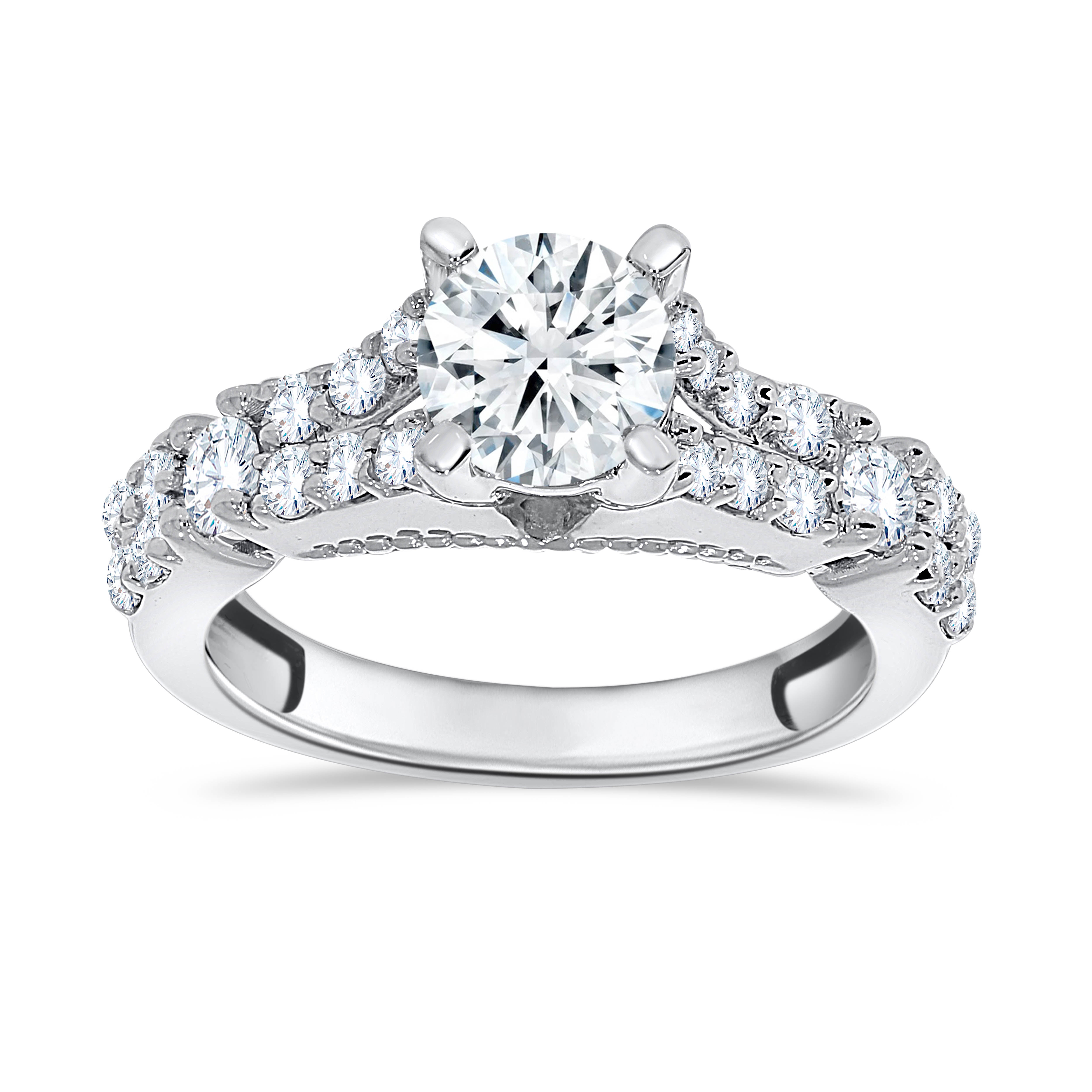 14K White Gold Round Cut Diamond Ring, 0.72 CT, fine jewellery by Luster d'Anvers, Antwerp