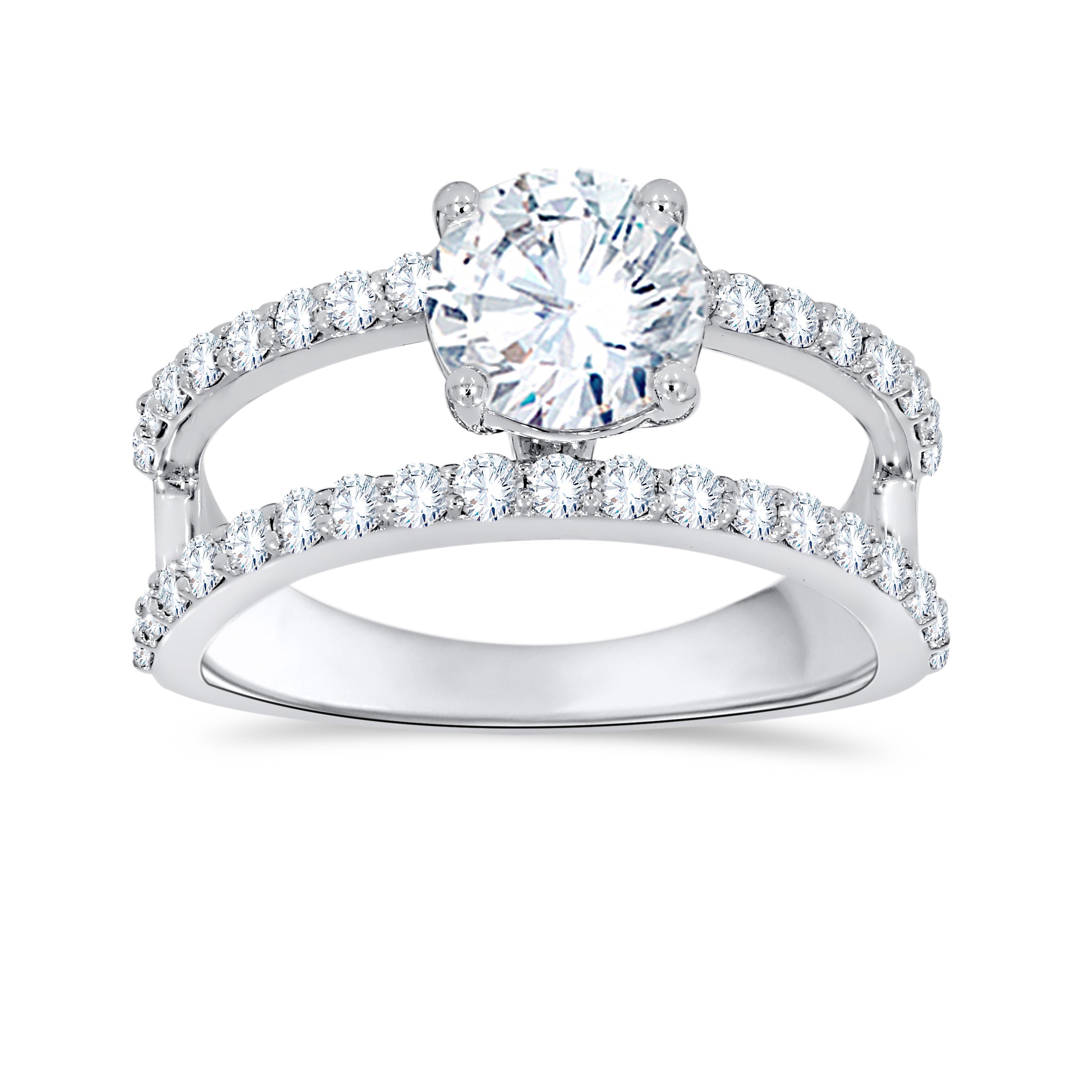 14K White Gold Round Cut Diamond Ring, 2.05 CT, fine jewellery by Luster d'Anvers, Antwerp