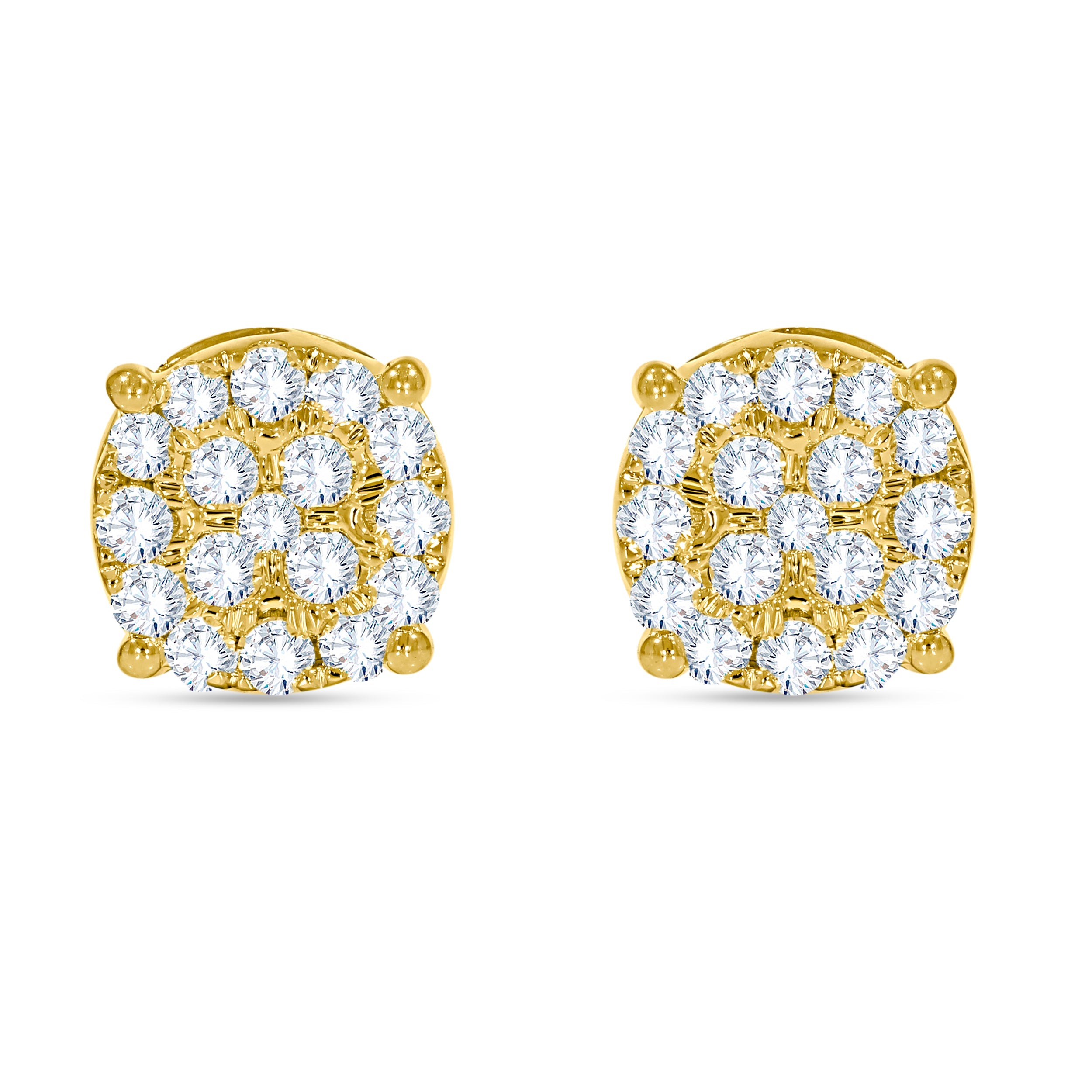 14K Yellow Gold Round Cut Diamond Earring, 0.93 CT, fine jewellery by Luster d'Anvers, Antwerp