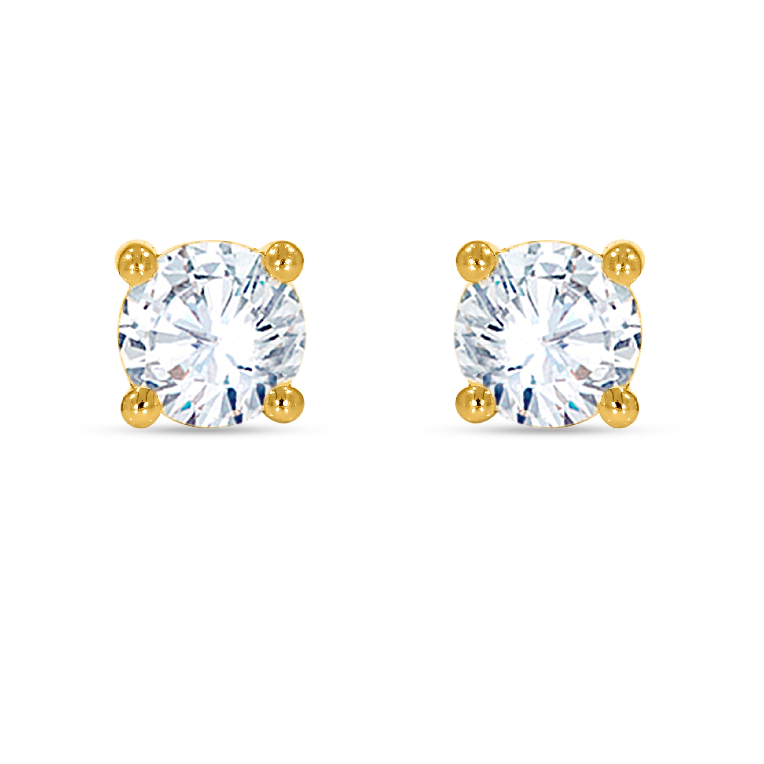 14K Yellow Gold Round Cut Diamond Earring, 1.34 CT, fine jewellery by Luster d'Anvers, Antwerp