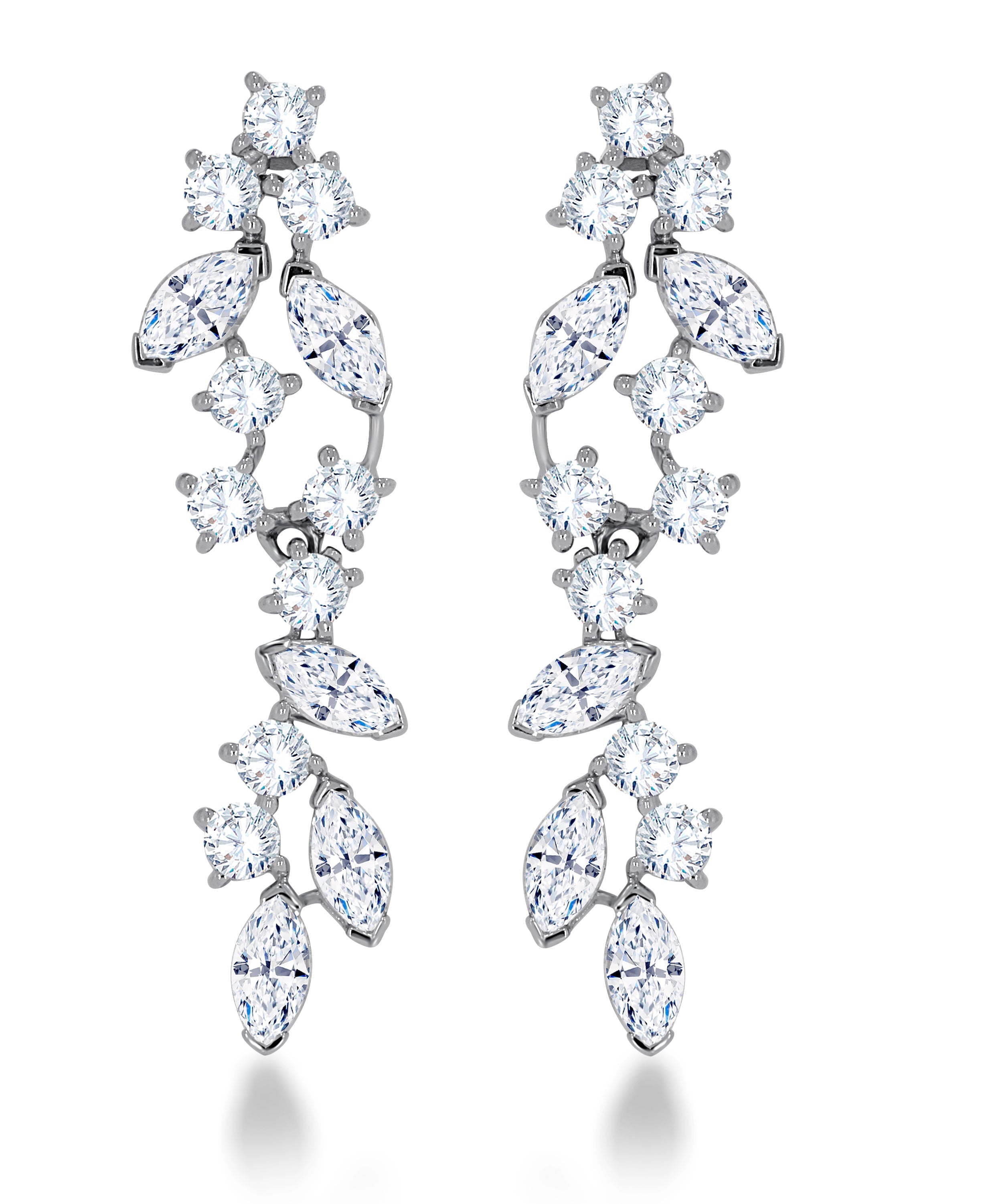 Cascading marquise and round lab diamond dangle earrings