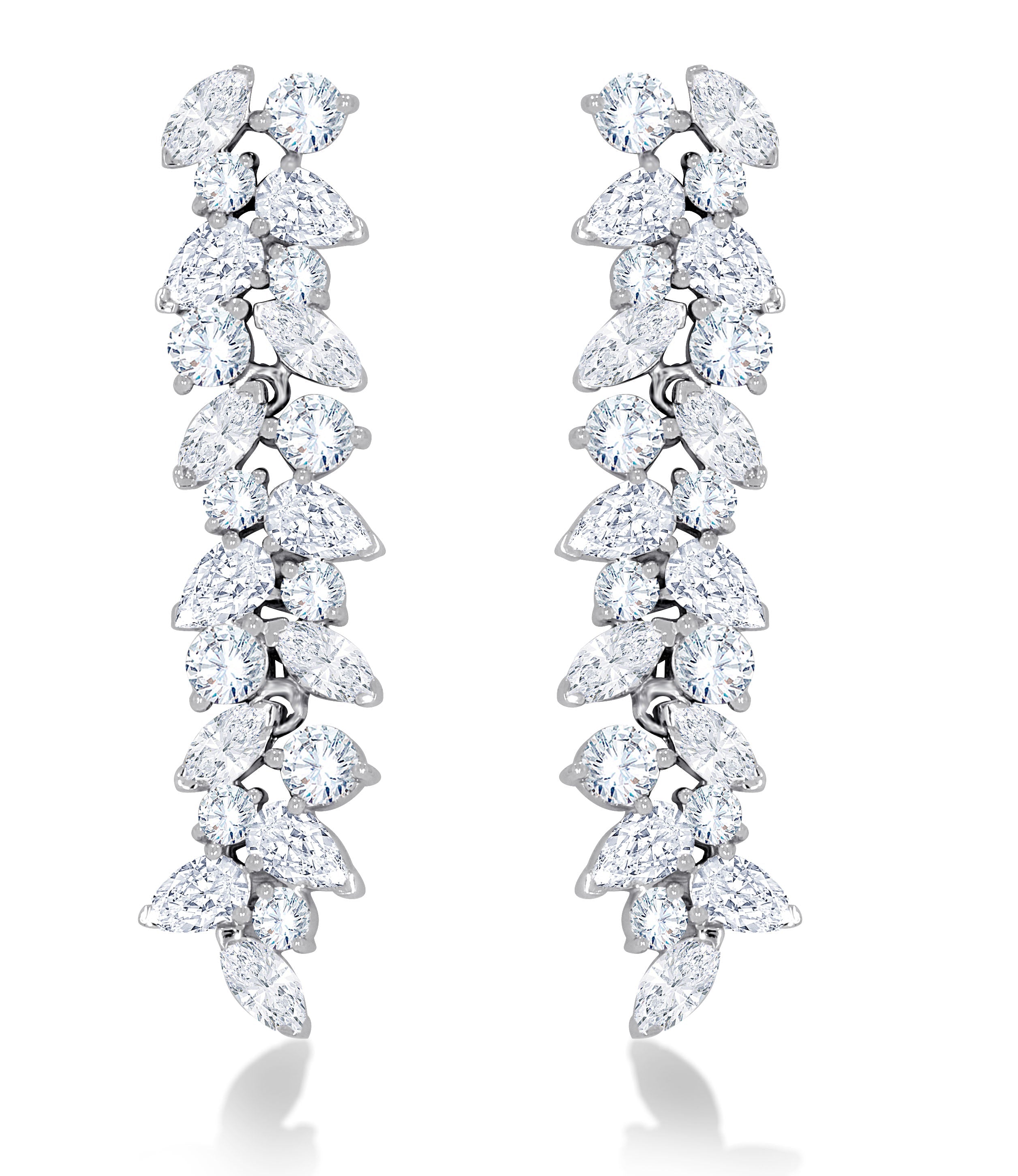 Cascading marquise and round lab diamond earrings