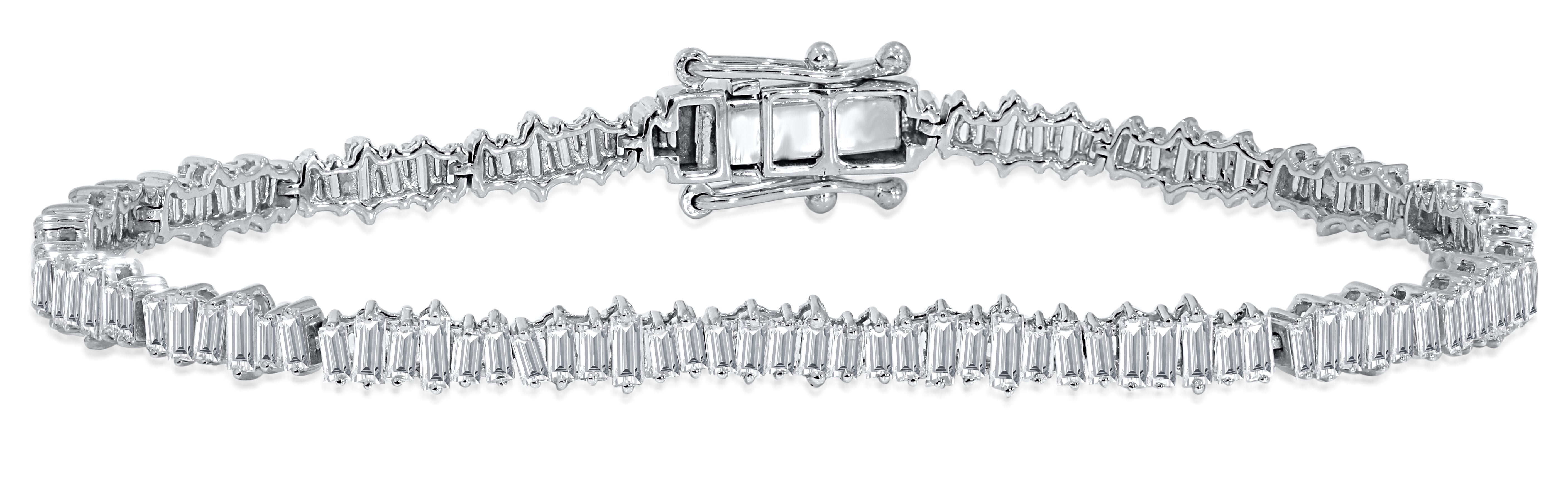 3.19 CT Baguette Diamond Tennis Bracelet in 14K White Gold