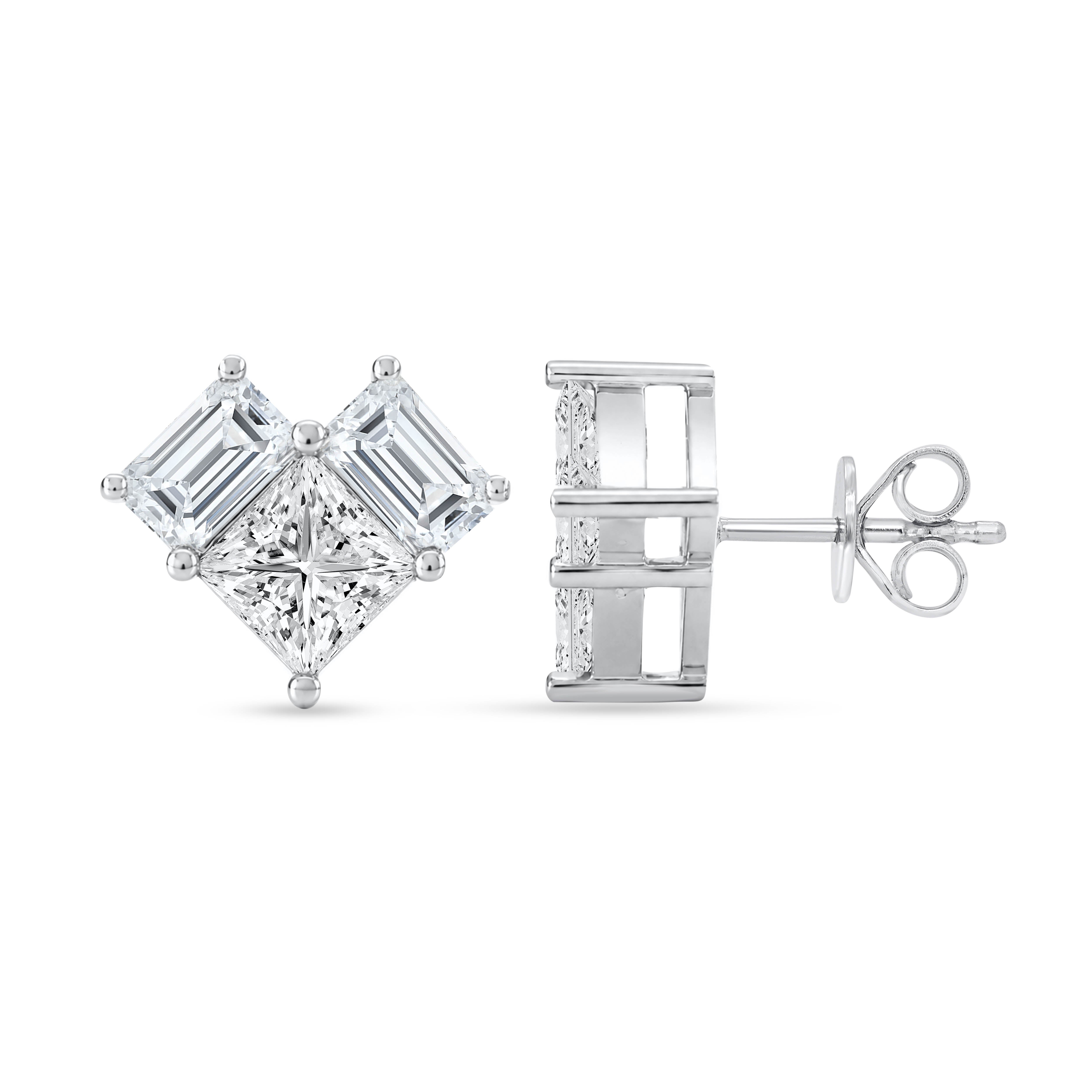 14K White Gold Princess Cut Lab-Grown Diamond Earrings – 3.21 CT, fine jewellery by Luster d'Anvers, Antwerp