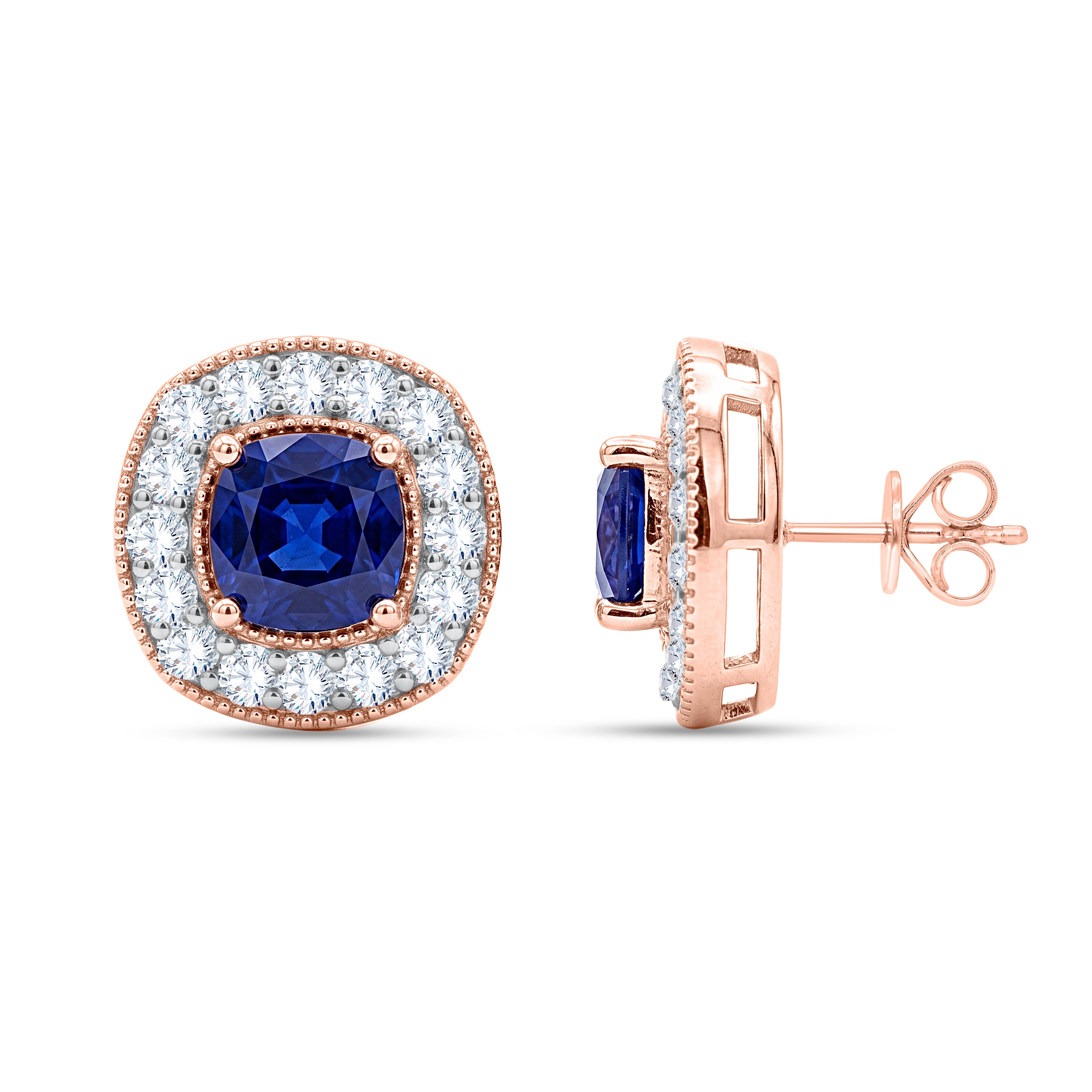 10K White Gold Round Cut Lab-Grown Diamond & Sapphire Earrings – 2.53 CT, fine jewellery by Luster d'Anvers, Antwerp