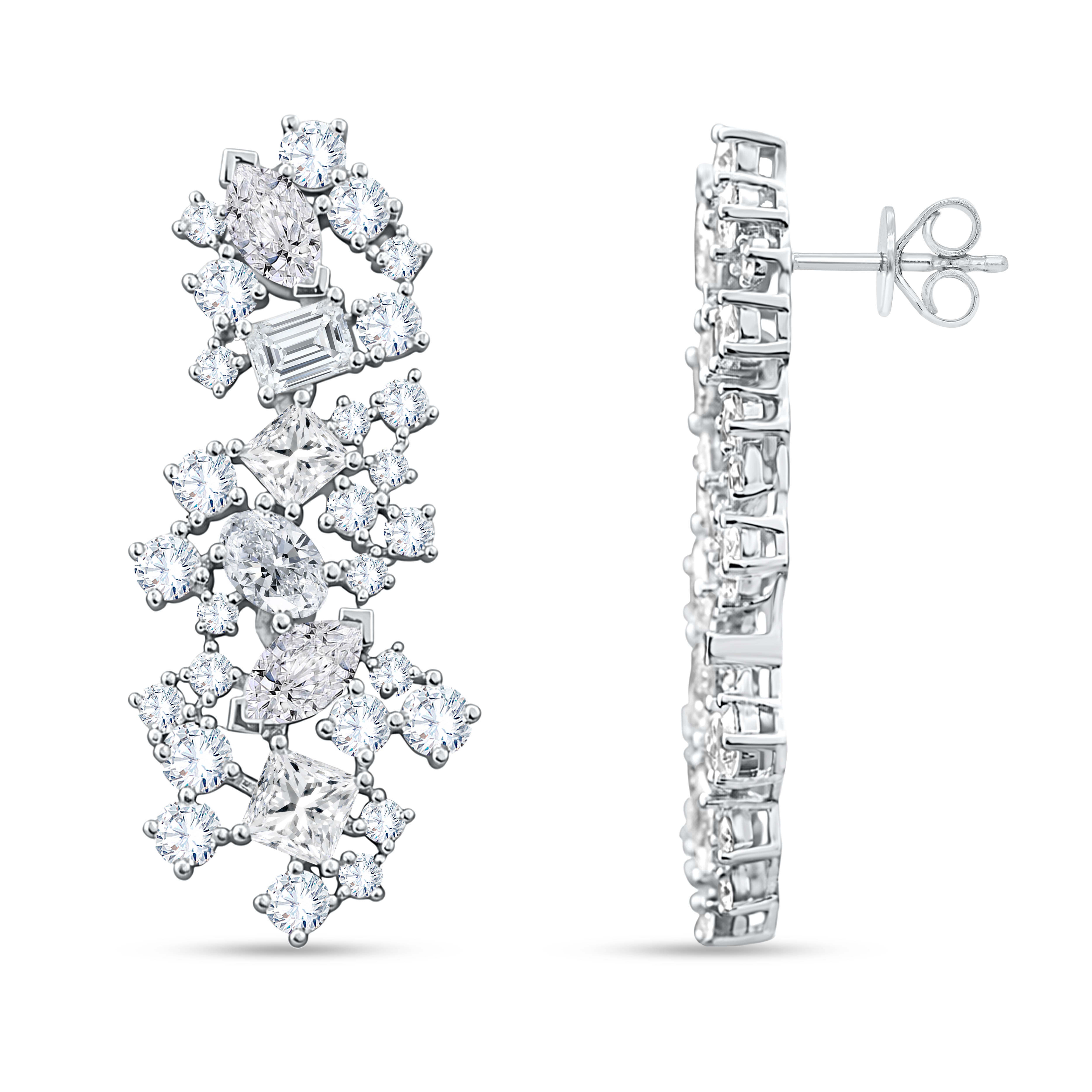 14K White Gold Multi-Shape Lab-Grown Diamond Earrings – 5.19 CT, fine jewellery by Luster d'Anvers, Antwerp