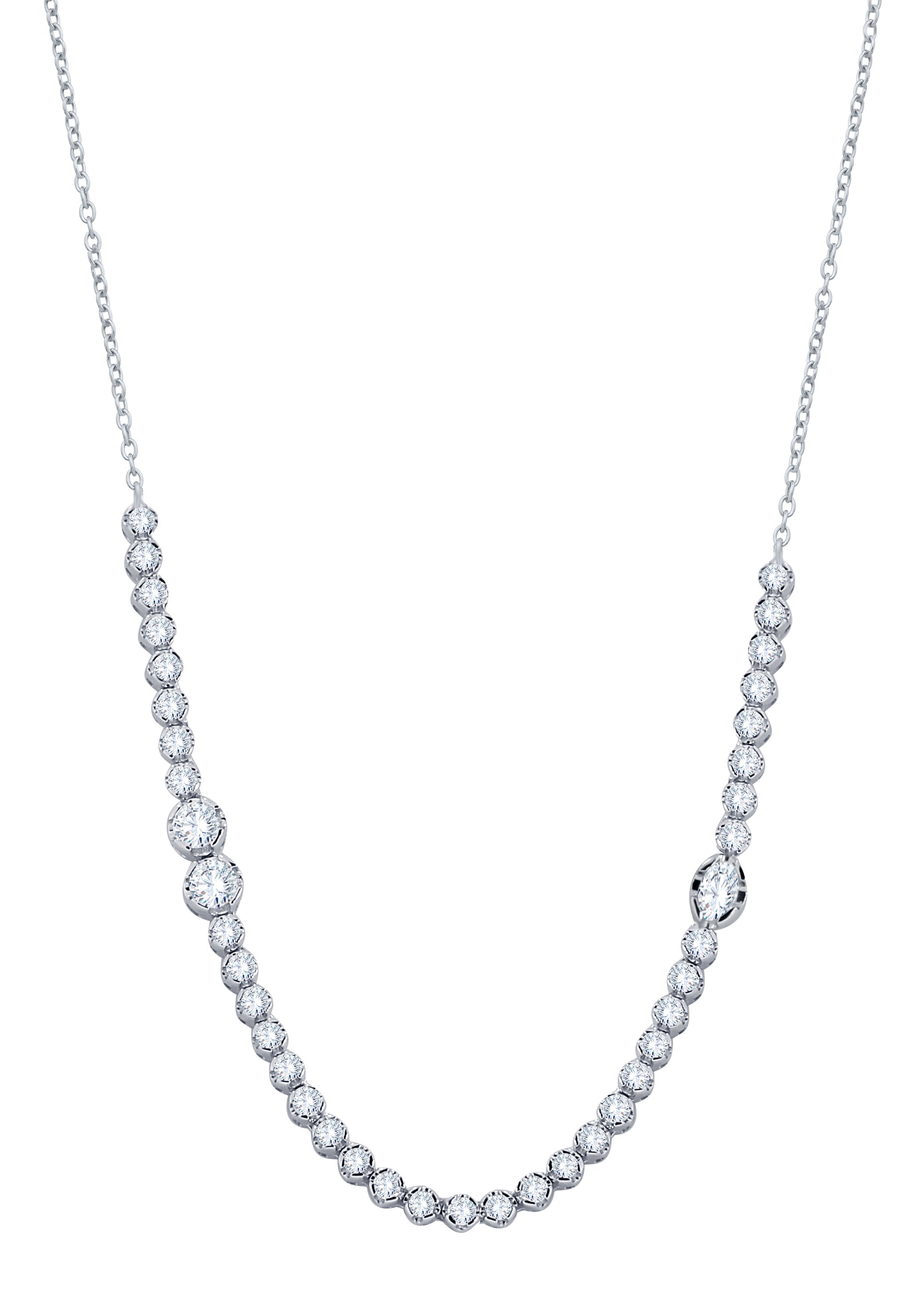 2.51 CTW Lab Grown Diamond Graduated Necklace in 14K White Gold