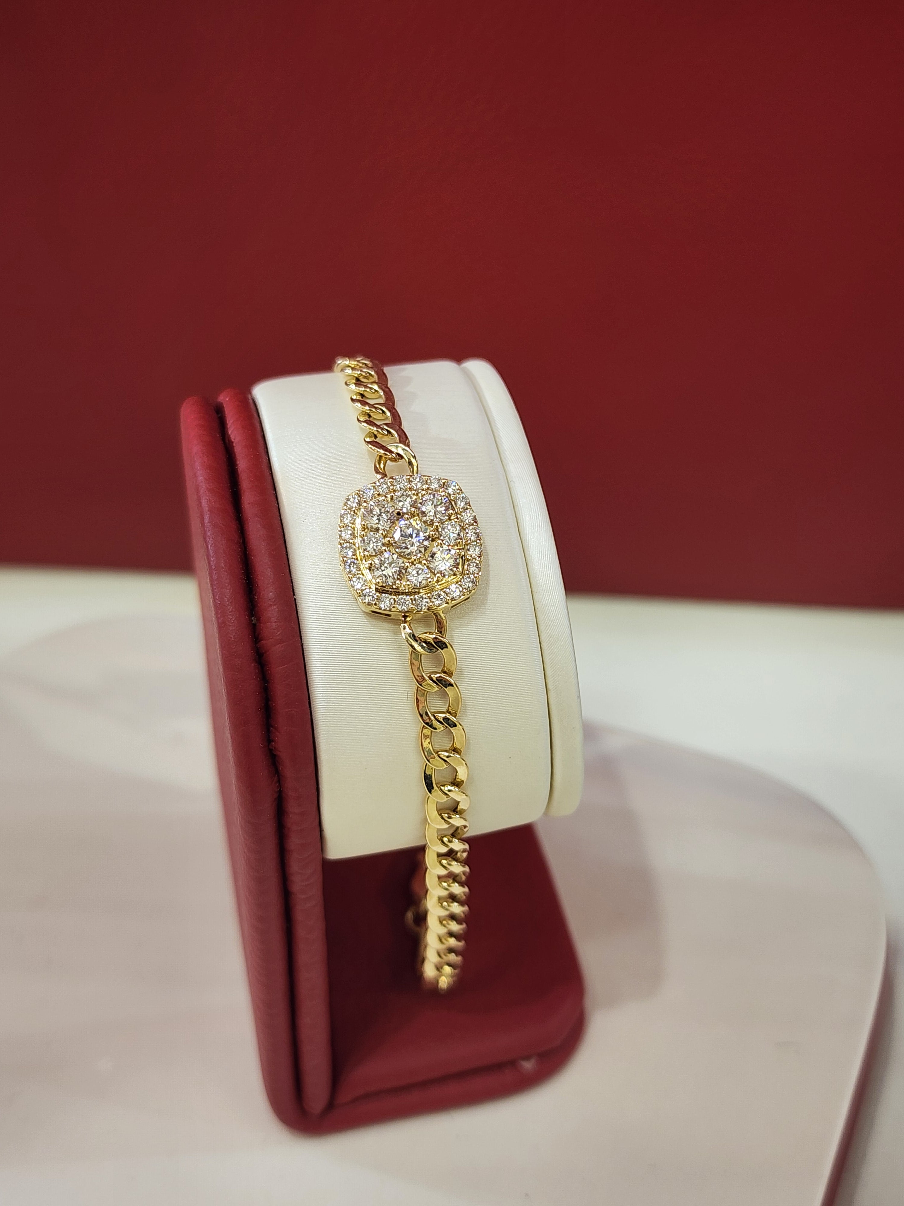 14K Yellow Gold Round Cut Lab-Grown Diamond Bracelet – 1.21 CT