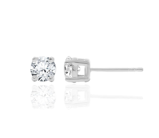1.60 carat total weight lab grown diamond stud earrings in 14K white gold