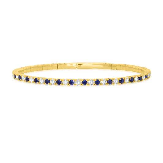 10K Rose Gold Round Cut Sapphire Bangle, 5.06 CT, fine jewellery by Luster d'Anvers, Antwerp