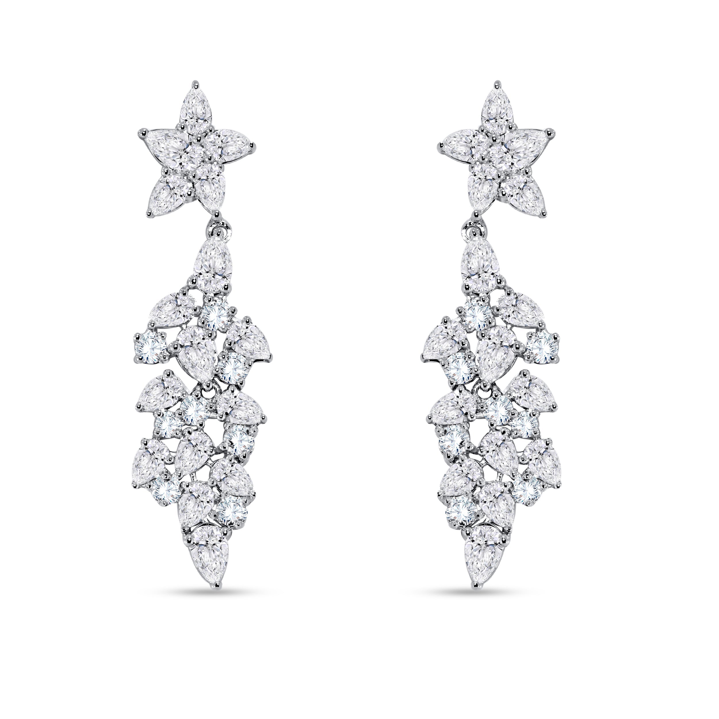 10K White Gold Multi-Shape Diamond Earring, 4.56 CT, fine jewellery by Luster d'Anvers, Antwerp
