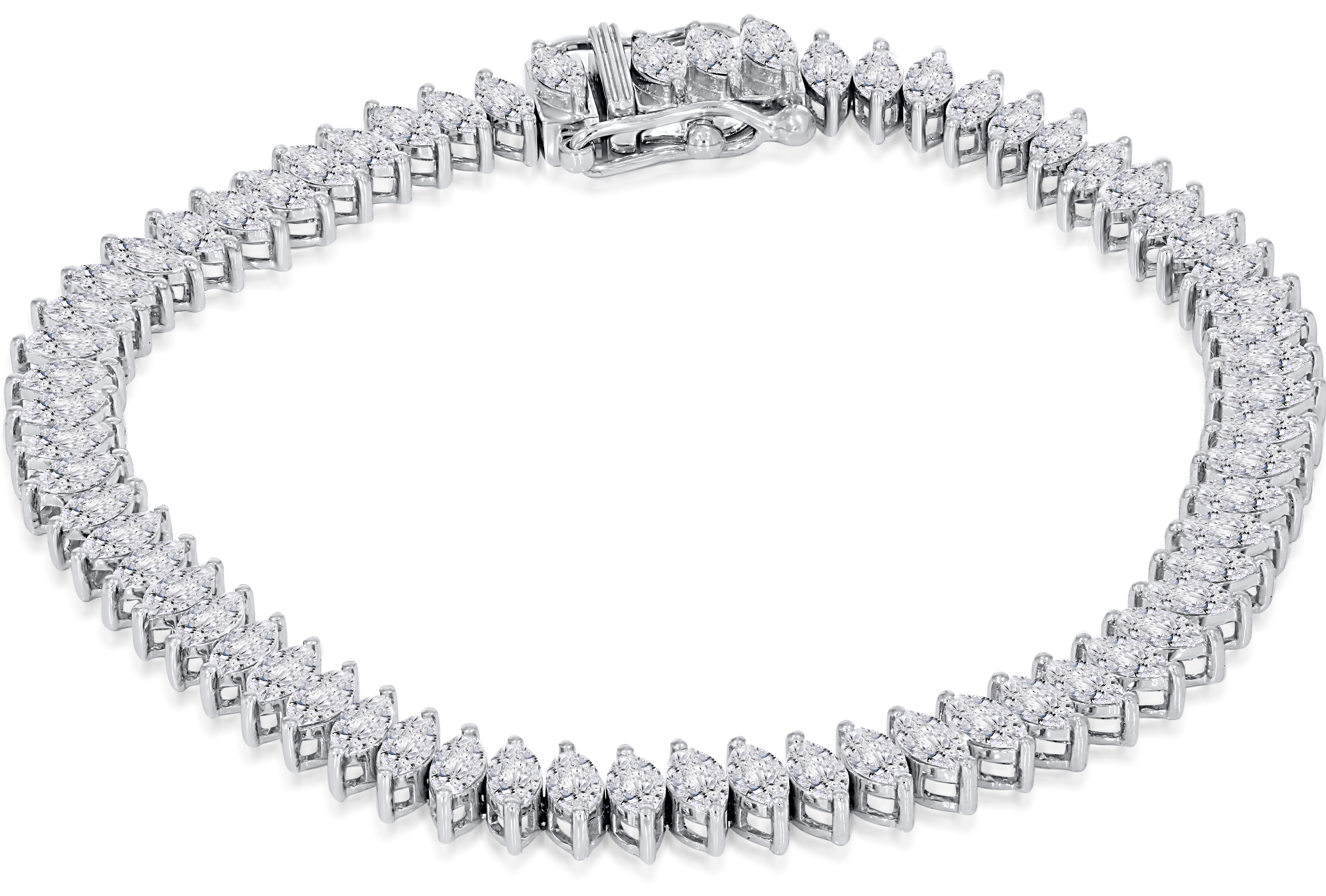 10K White Gold Round Cut Diamond Bracelet, 5.94 CT, fine jewellery by Luster d'Anvers, Antwerp