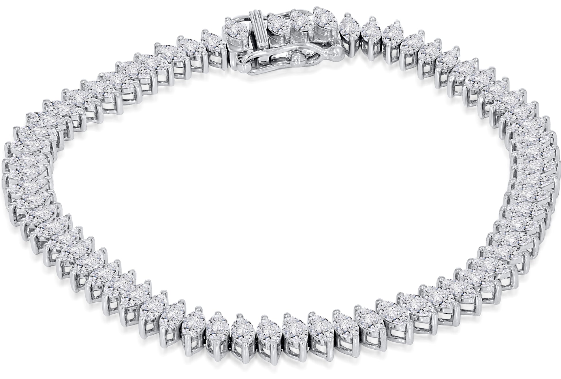 10K White Gold Round Cut Diamond Bracelet, 5.94 CT, fine jewellery by Luster d'Anvers, Antwerp