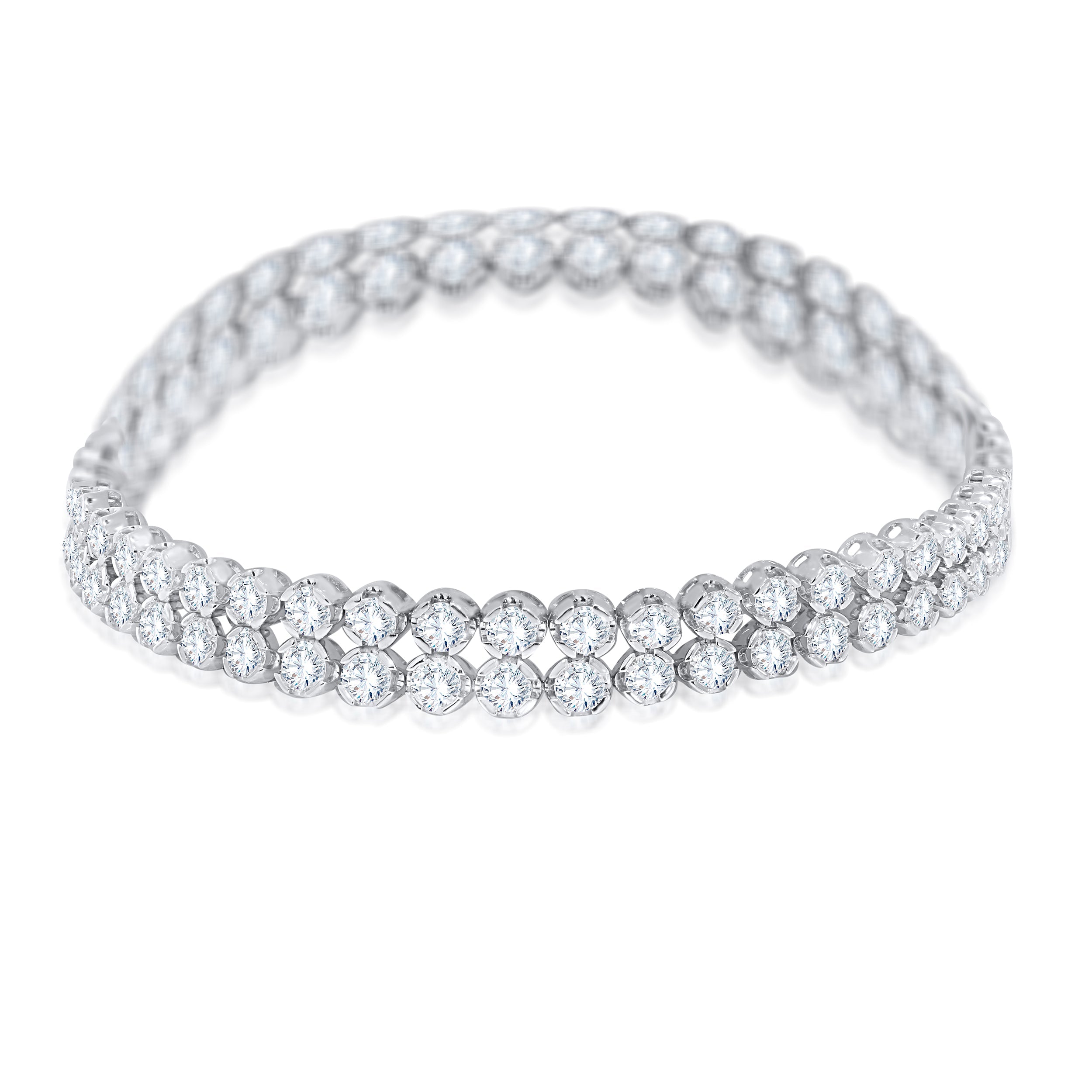 10K White Gold Round Cut Diamond Bracelet, 7.07 CT, fine jewellery by Luster d'Anvers, Antwerp