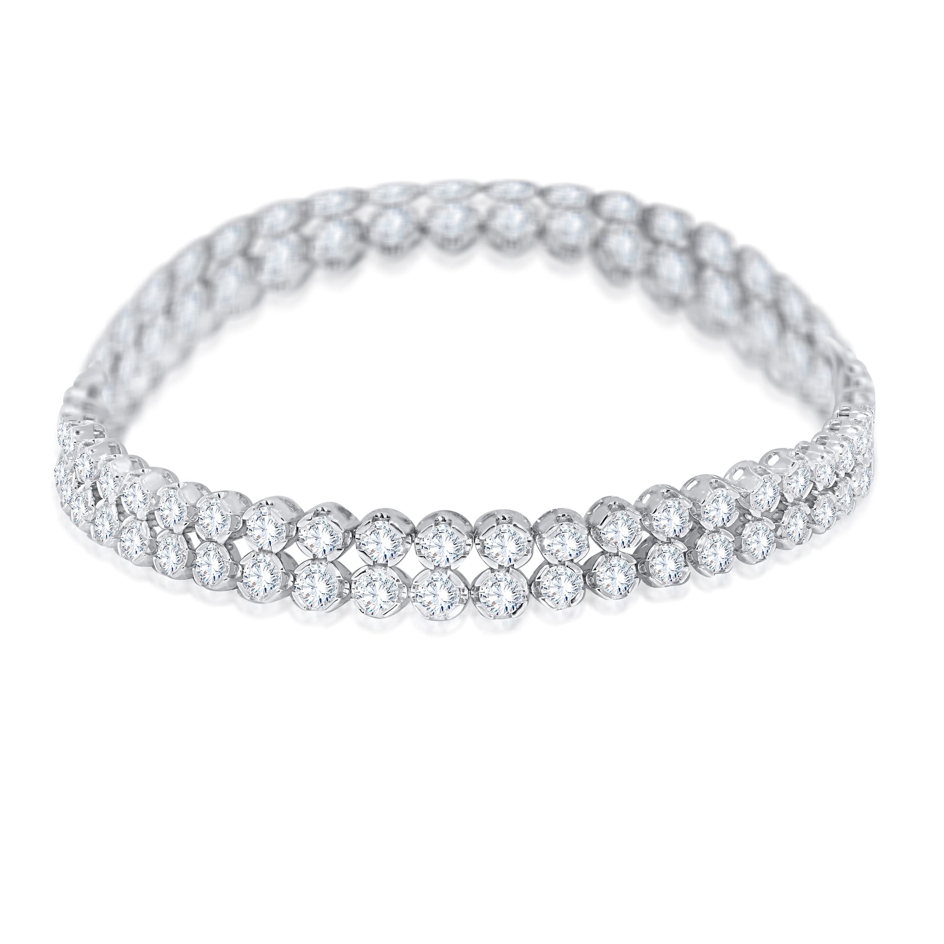 10K White Gold Round Cut Diamond Bracelet, 7.07 CT, fine jewellery by Luster d'Anvers, Antwerp