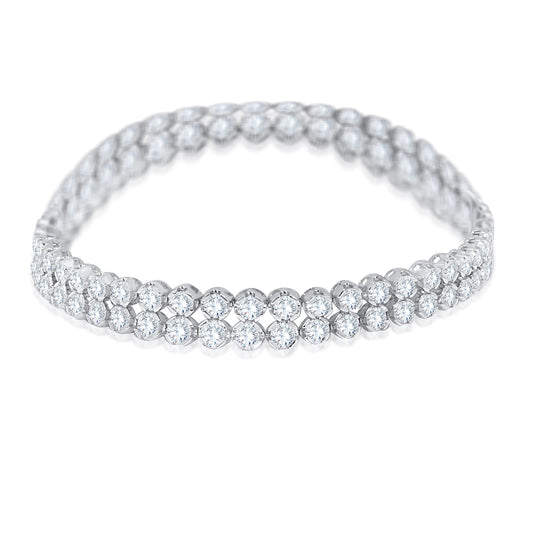 10K White Gold Round Cut Diamond Bracelet, 7.07 CT, fine jewellery by Luster d'Anvers, Antwerp