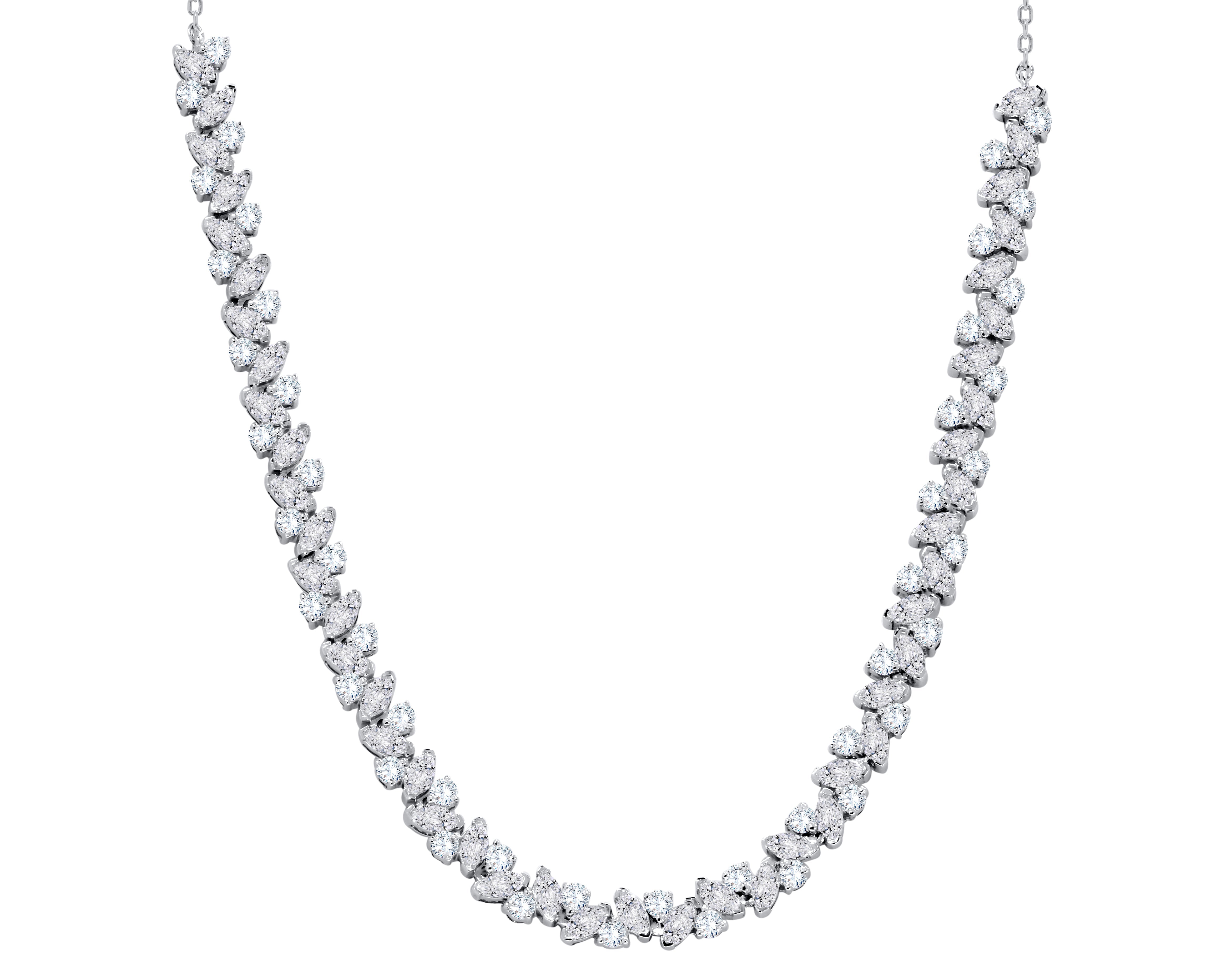 10K White Gold Round Cut Diamond Necklace, 4.39 CT, fine jewellery by Luster d'Anvers, Antwerp