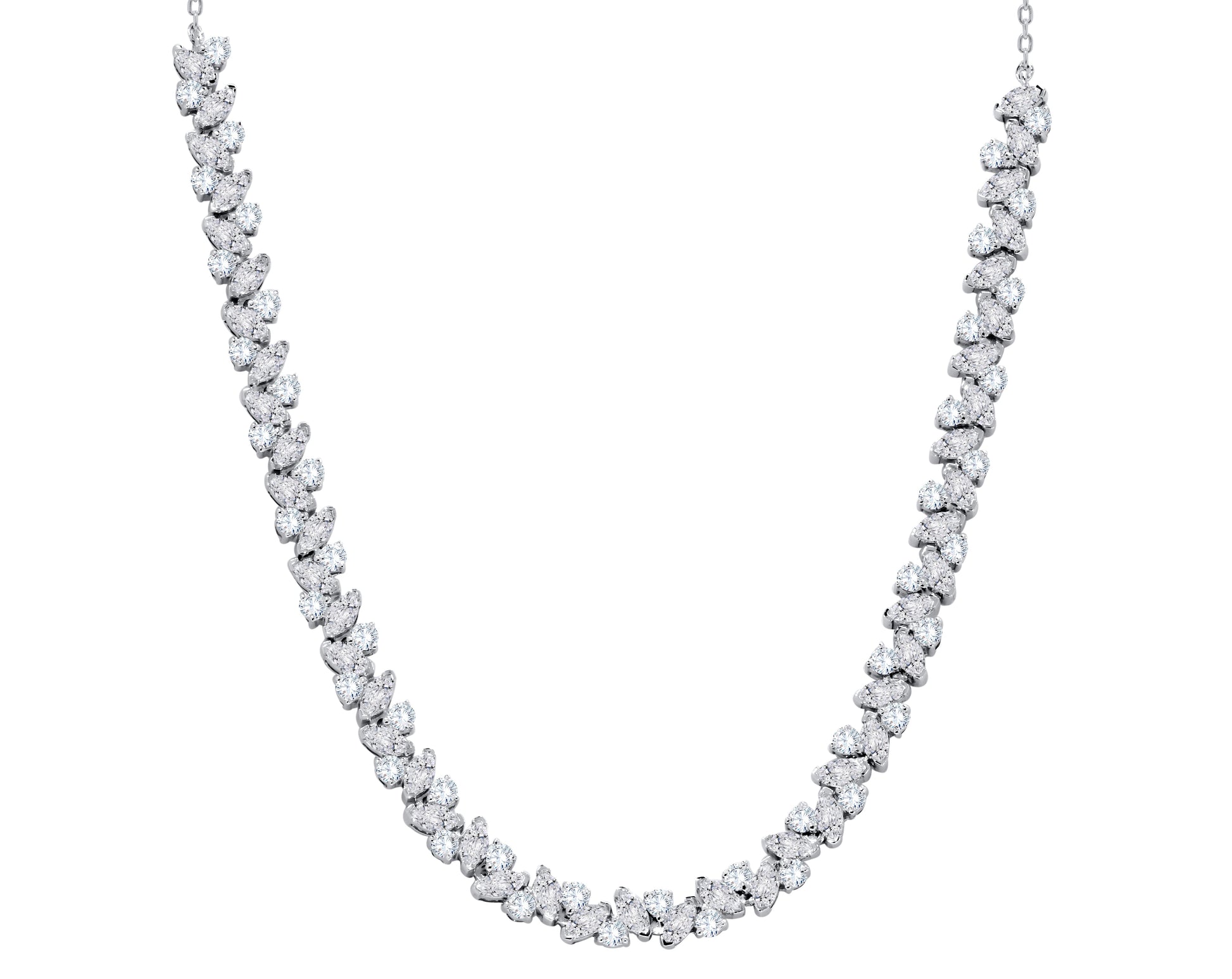 10K White Gold Round Cut Diamond Necklace, 4.39 CT, fine jewellery by Luster d'Anvers, Antwerp