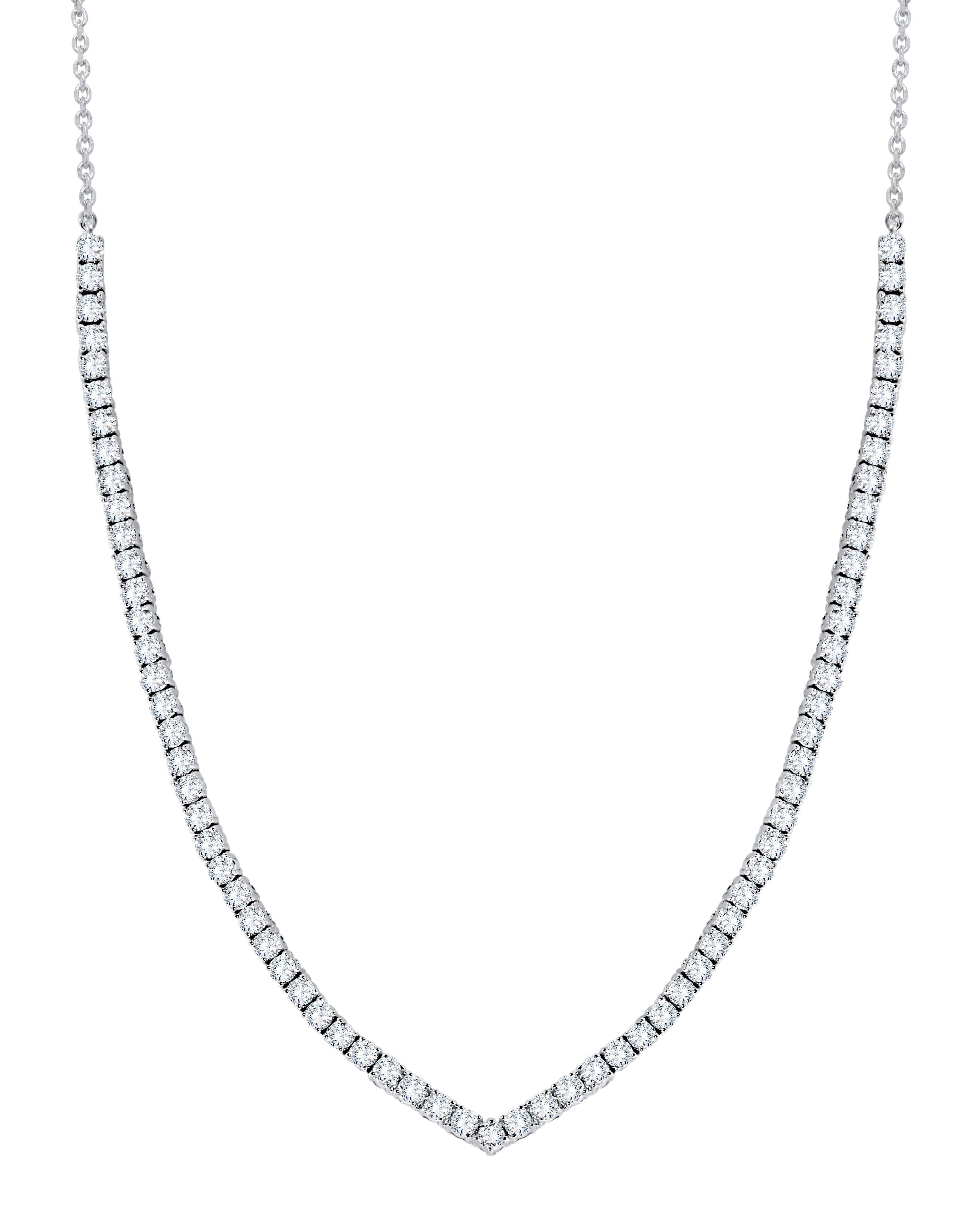 10K White Gold Round Cut Diamond Necklace, 5.40 CT, fine jewellery by Luster d'Anvers, Antwerp
