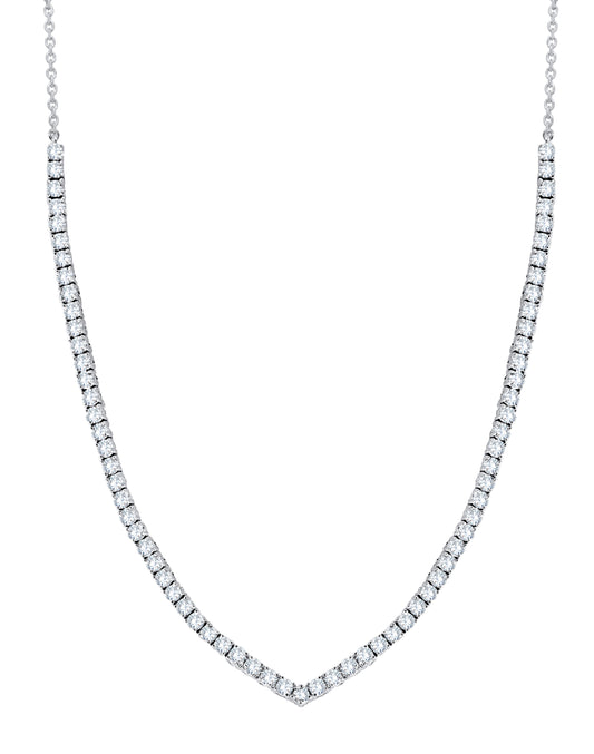 10K White Gold Round Cut Diamond Necklace, 5.40 CT, fine jewellery by Luster d'Anvers, Antwerp