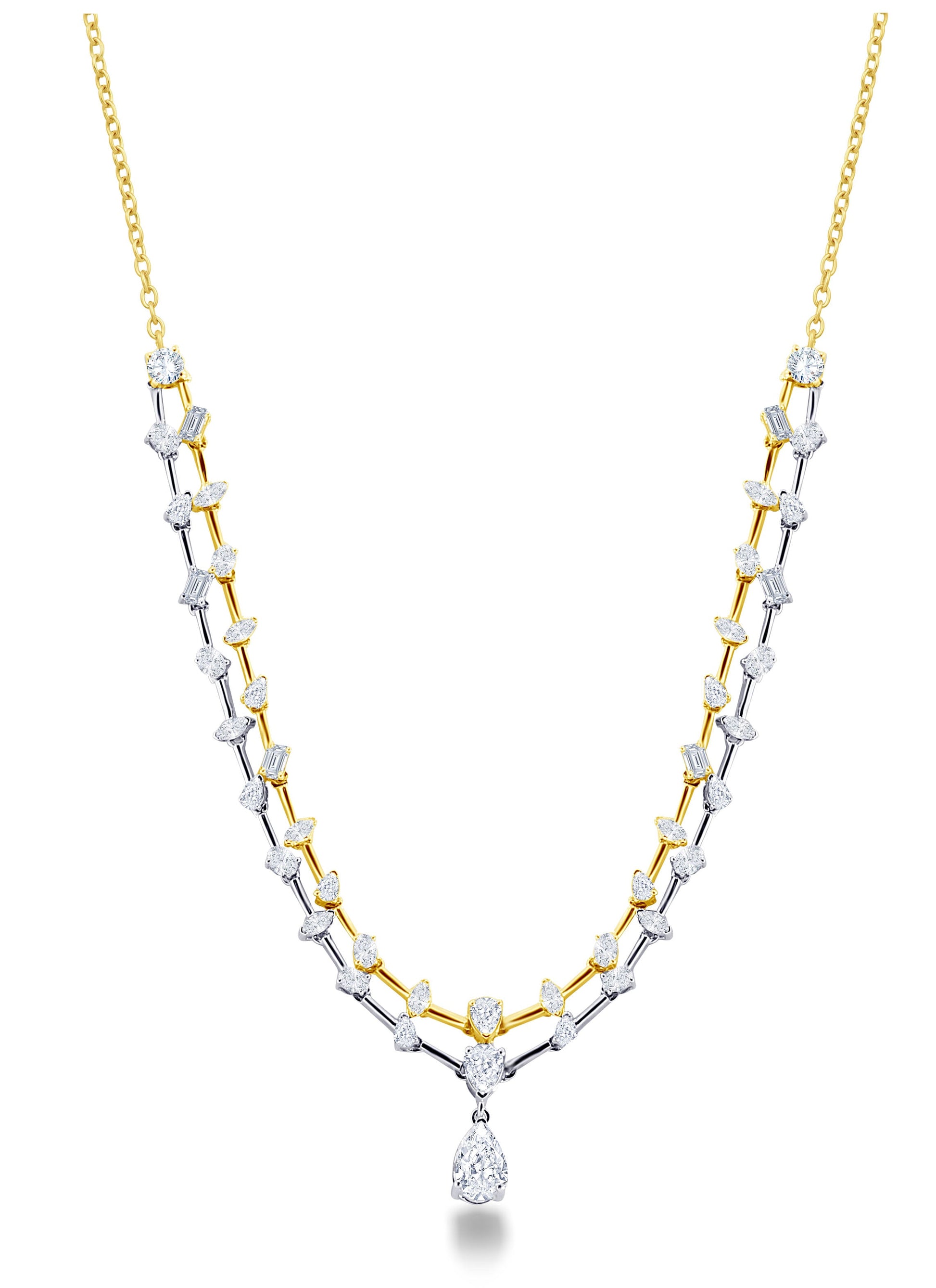 14K Gold Multi-Shape Diamond Necklace, 3.63 CT, fine jewellery by Luster d'Anvers, Antwerp