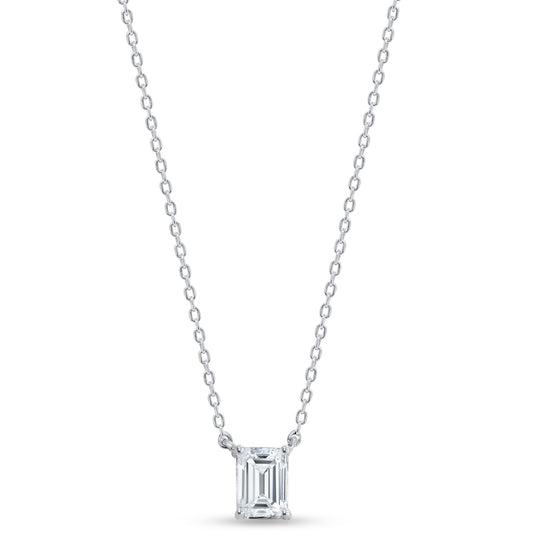 14K White Gold Emerald Cut Diamond Pendant, 1.09 CT, fine jewellery by Luster d'Anvers, Antwerp