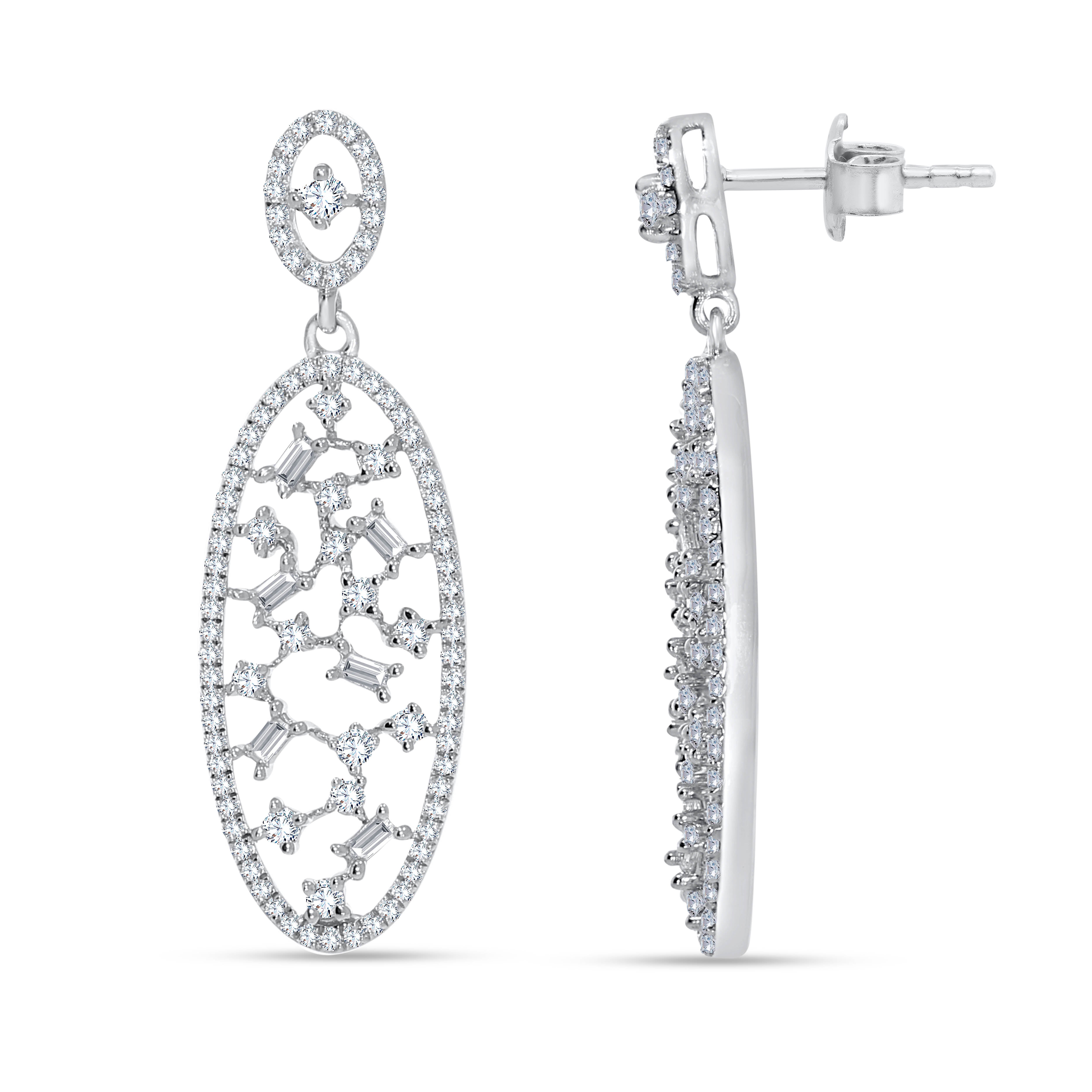 14K White Gold Lab-Grown Multi-Shape Diamond Earring, 1.25 CT, fine jewellery by Luster d'Anvers, Antwerp