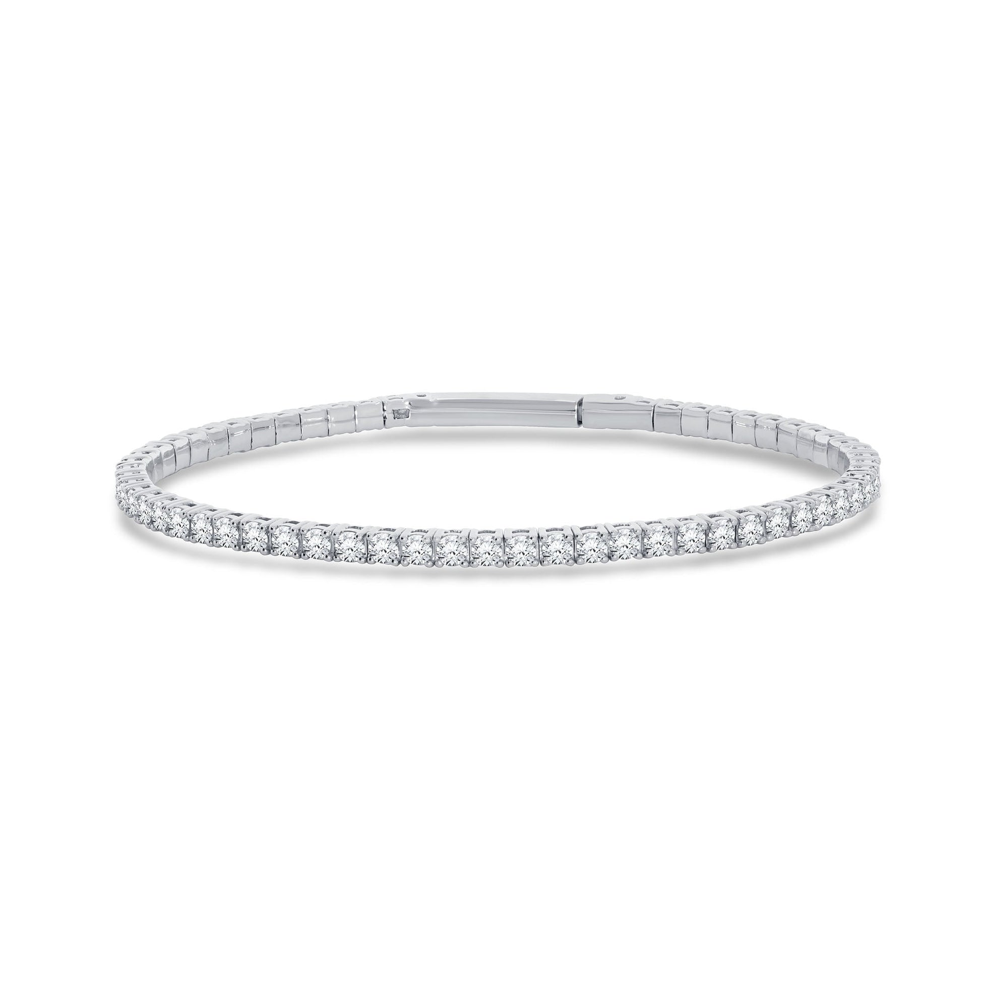 14K White Gold Lab-Grown Round Cut Diamond Tennis Bangle, 4.15 CT, fine jewellery by Luster d'Anvers, Antwerp