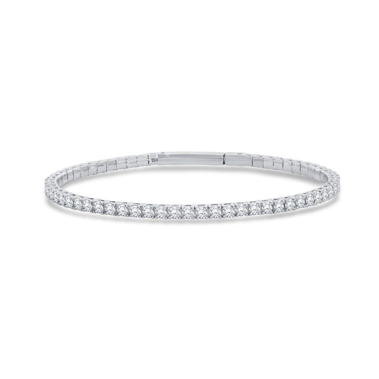 14K White Gold Lab-Grown Round Cut Diamond Tennis Bangle, 4.15 CT, fine jewellery by Luster d'Anvers, Antwerp