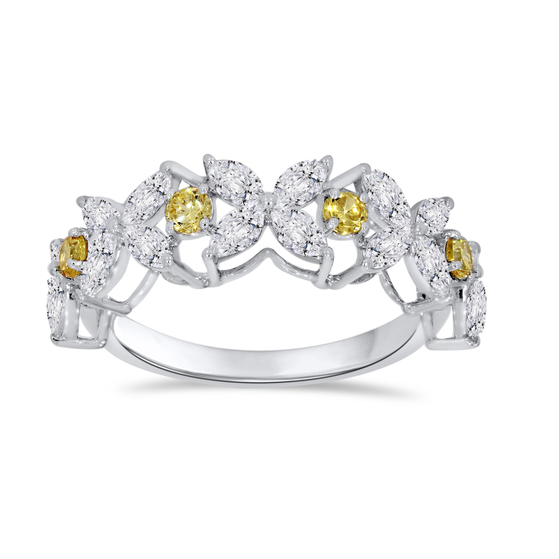 14K White Gold Marquise Cut Diamond Ring, 1.54 CT, fine jewellery by Luster d'Anvers, Antwerp
