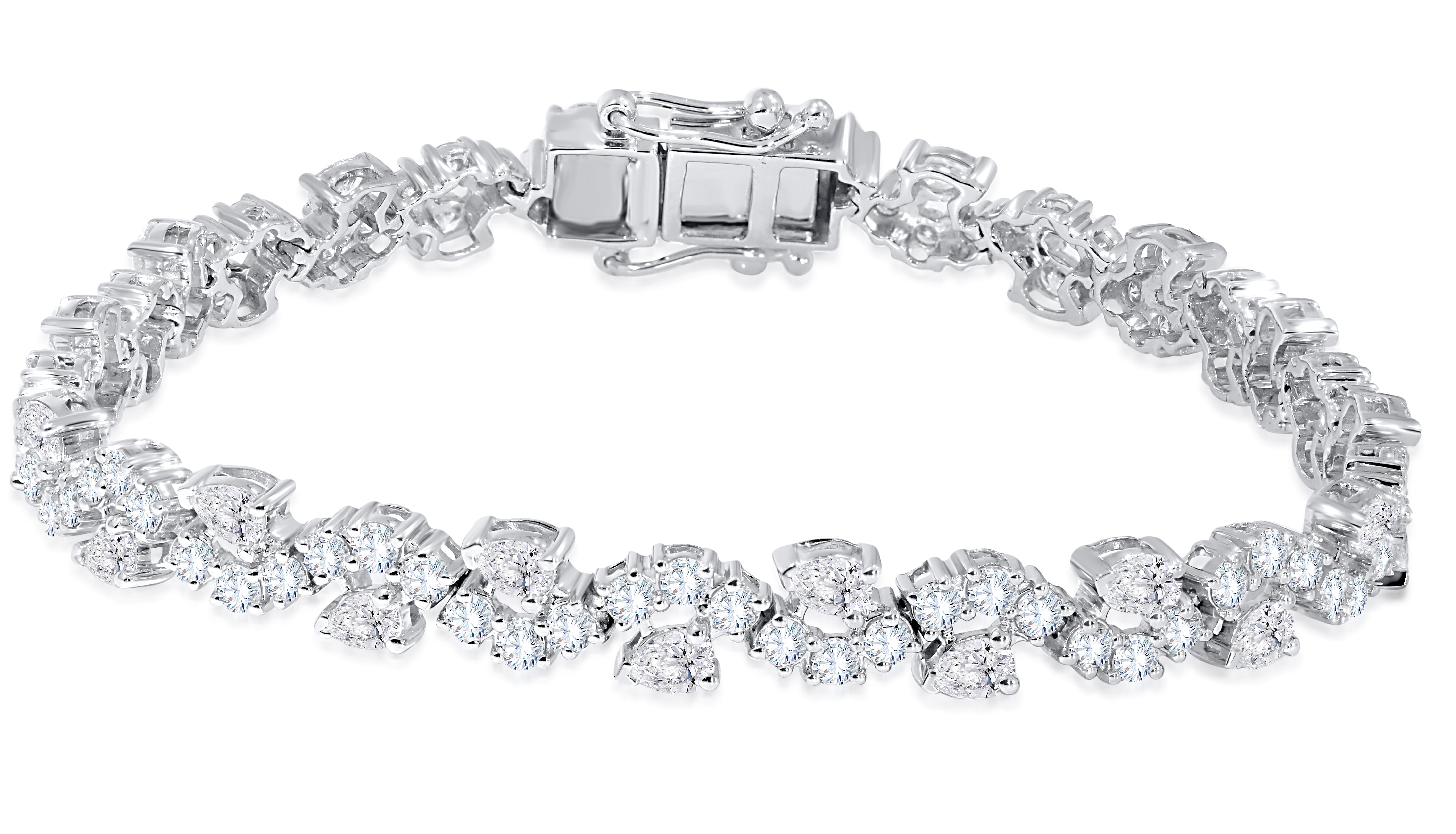 14K White Gold Multi-Shape Diamond Bracelet, 5.17 CT, fine jewellery by Luster d'Anvers, Antwerp