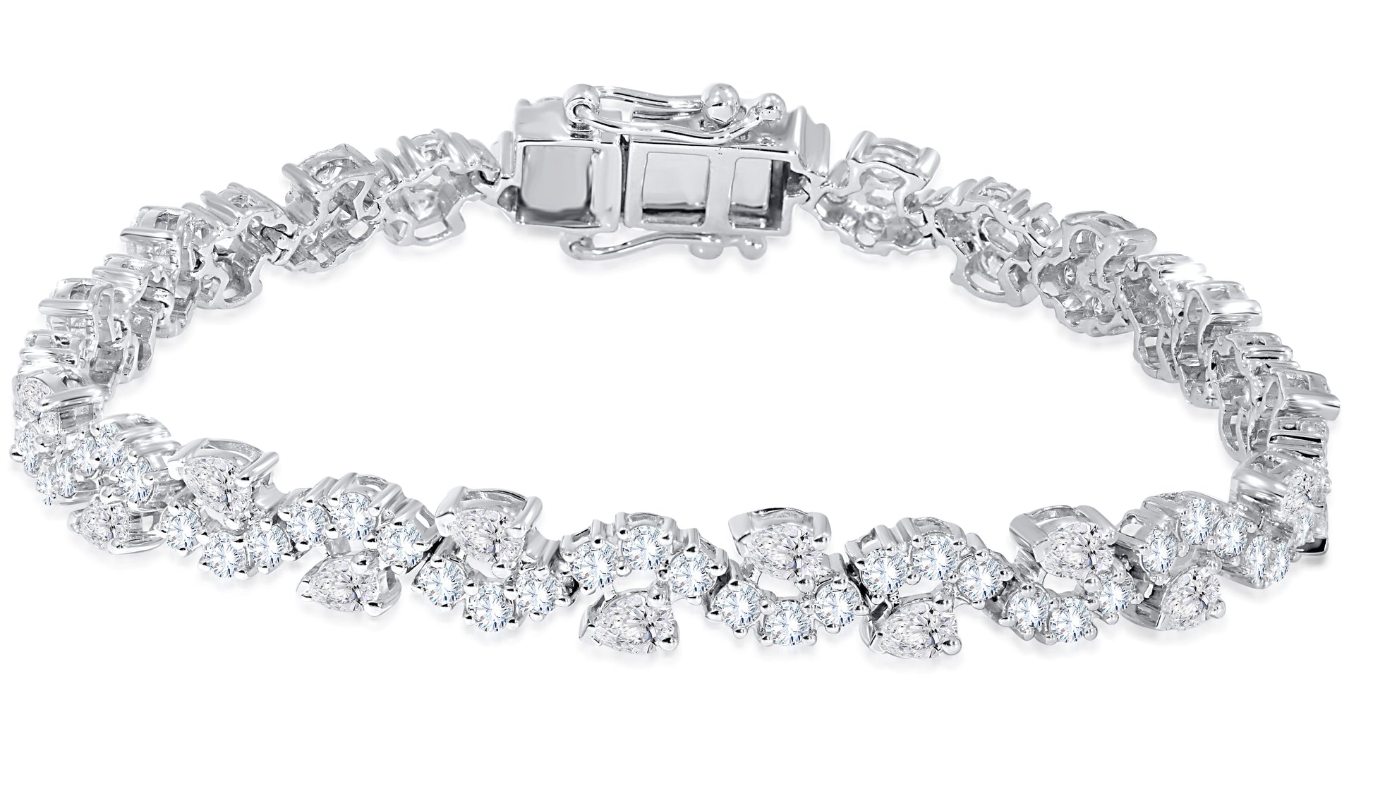 14K White Gold Multi-Shape Diamond Bracelet, 5.17 CT, fine jewellery by Luster d'Anvers, Antwerp