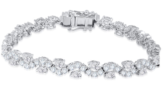 14K White Gold Multi-Shape Diamond Bracelet, 5.17 CT, fine jewellery by Luster d'Anvers, Antwerp
