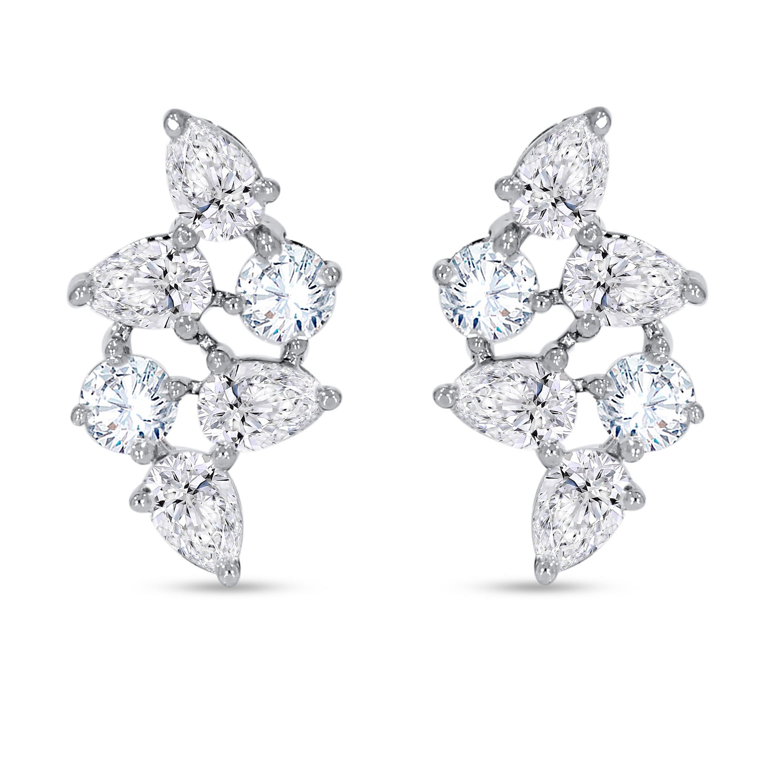 14K White Gold Multi-Shape Diamond Earring, 0.54 CT, fine jewellery by Luster d'Anvers, Antwerp
