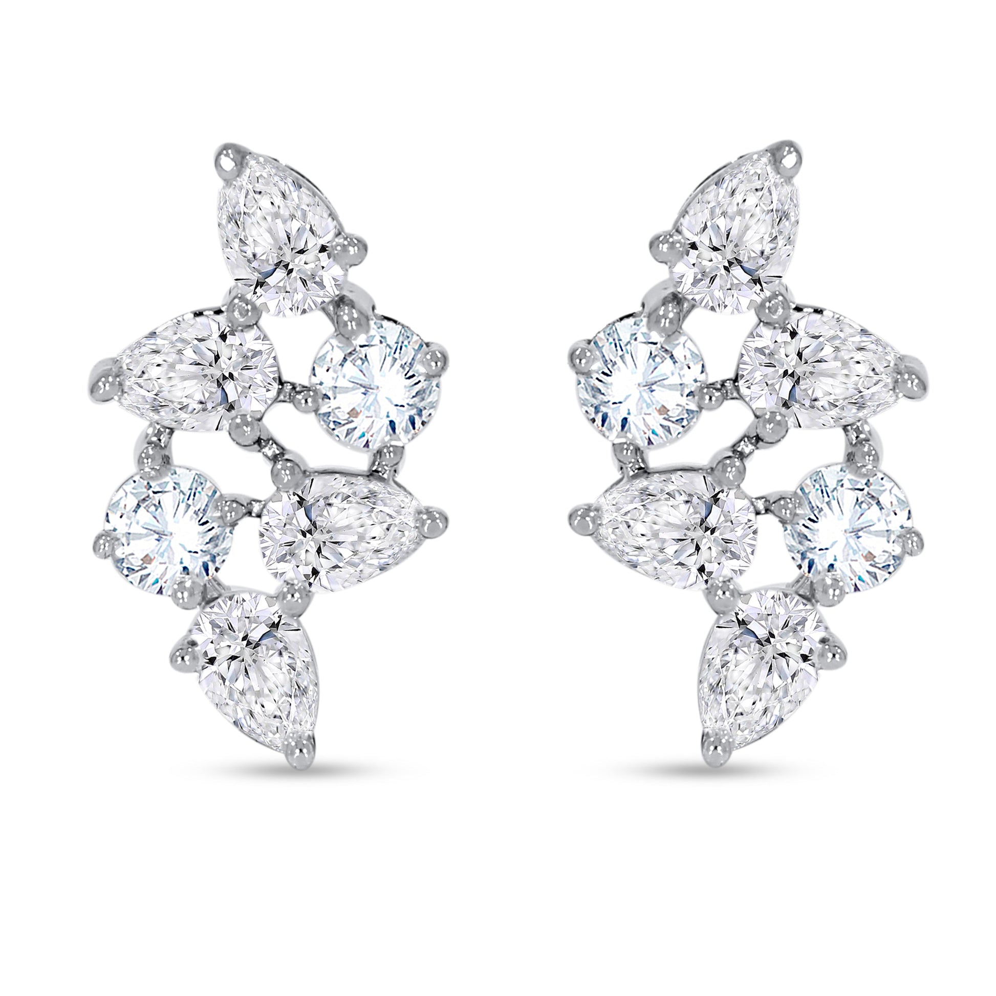 14K White Gold Multi-Shape Diamond Earring, 0.54 CT, fine jewellery by Luster d'Anvers, Antwerp