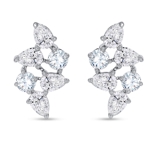 14K White Gold Multi-Shape Diamond Earring, 0.54 CT, fine jewellery by Luster d'Anvers, Antwerp