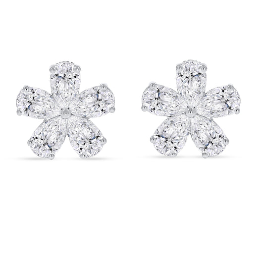 14K White Gold Multi-Shape Diamond Earring, 2.56 CT, fine jewellery by Luster d'Anvers, Antwerp