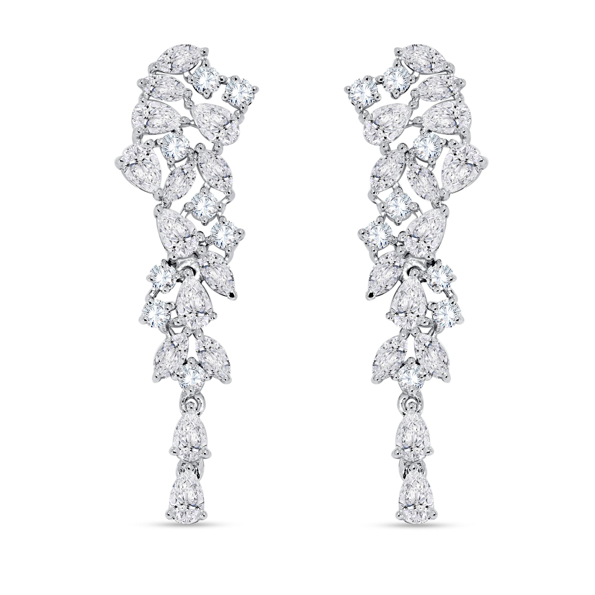 14K White Gold Multi-Shape Diamond Earring, 2.62 CT, fine jewellery by Luster d'Anvers, Antwerp